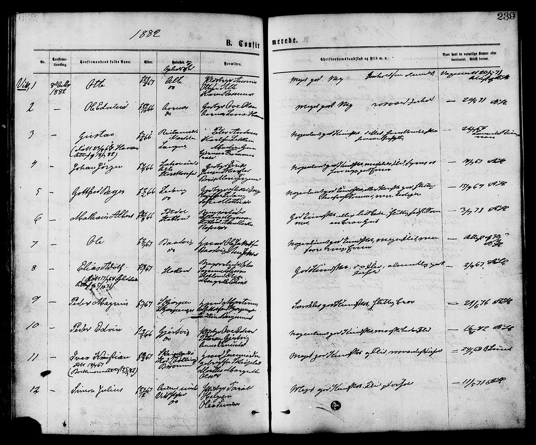 Ministerialprotokoller, klokkerbøker og fødselsregistre - Nord-Trøndelag, SAT/A-1458/773/L0616: Parish register (official) no. 773A07, 1870-1887, p. 239