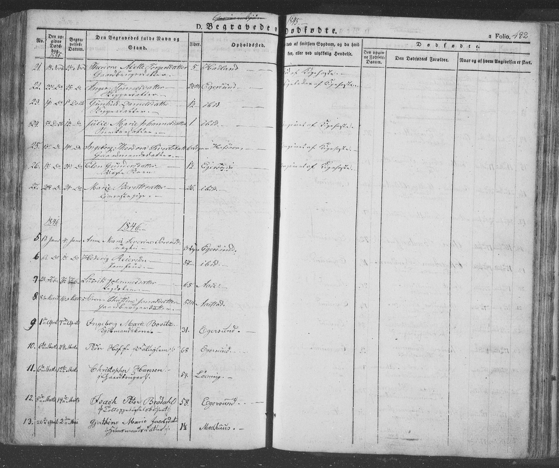 Eigersund sokneprestkontor, AV/SAST-A-101807/S08/L0009: Parish register (official) no. A 9, 1827-1850, p. 482