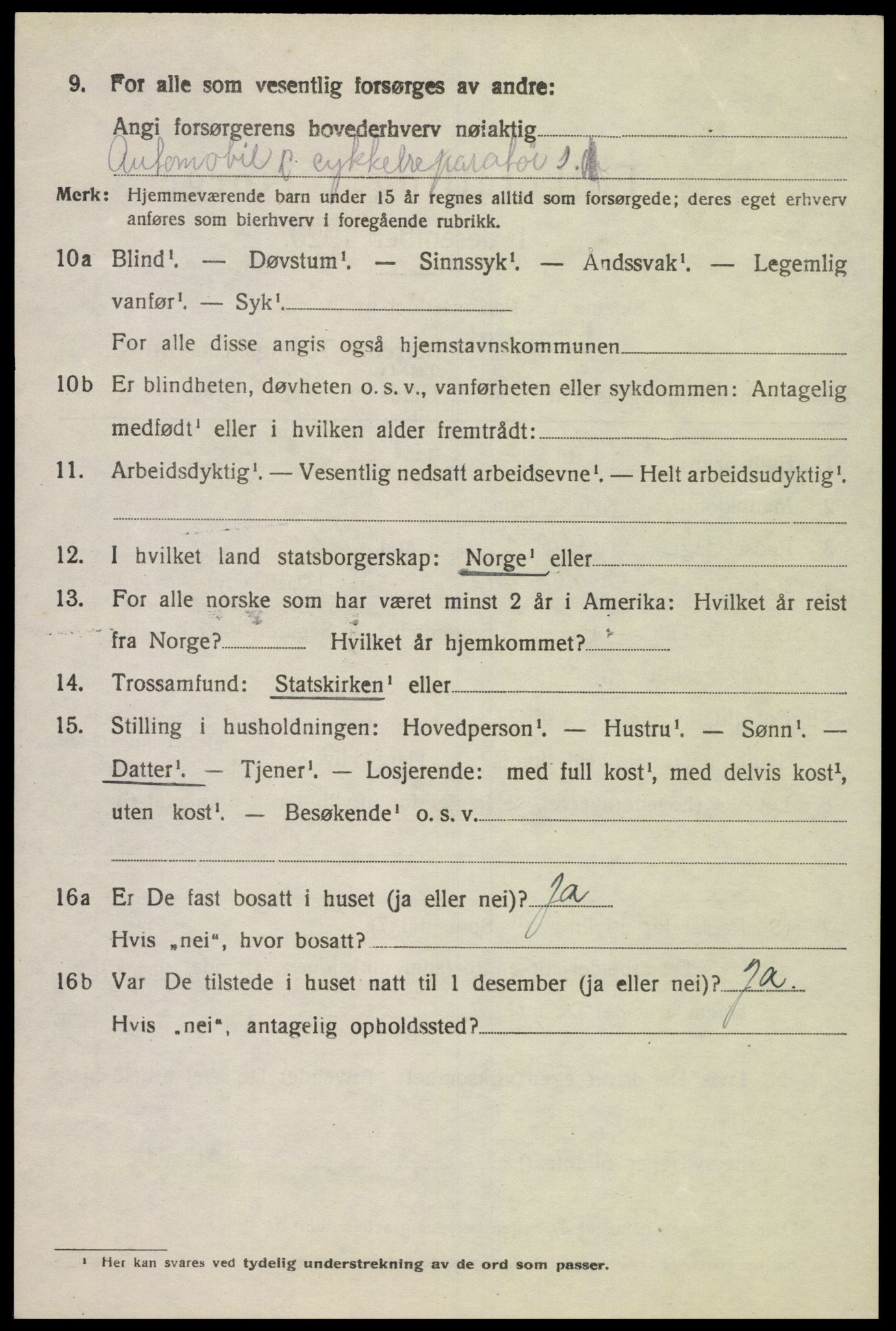 SAK, 1920 census for Lyngdal, 1920, p. 2590