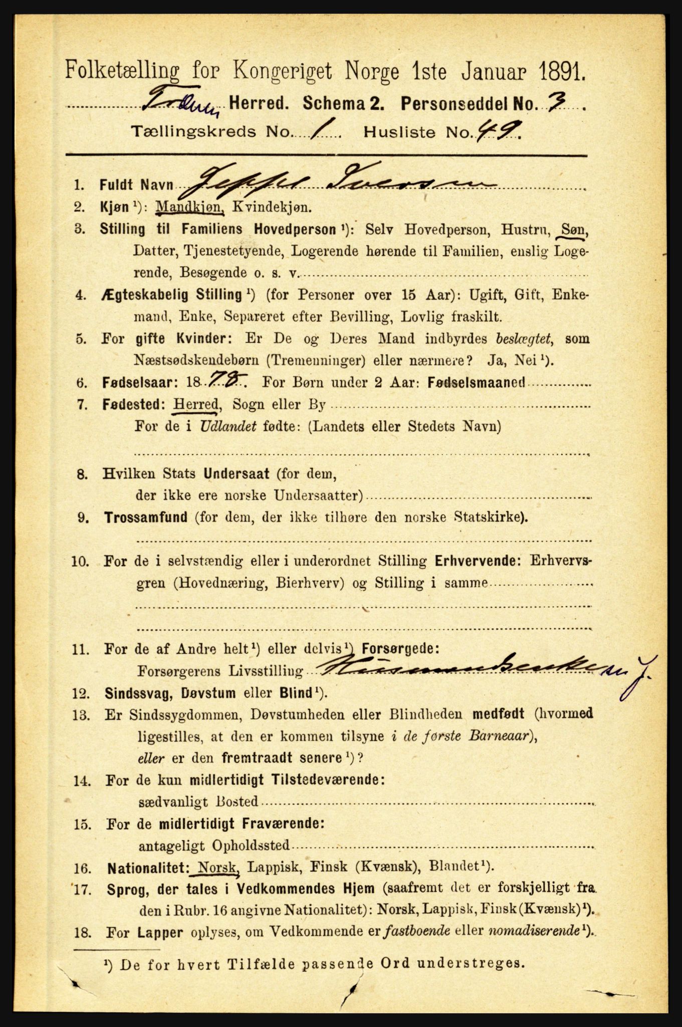 RA, 1891 census for 1835 Træna, 1891, p. 369