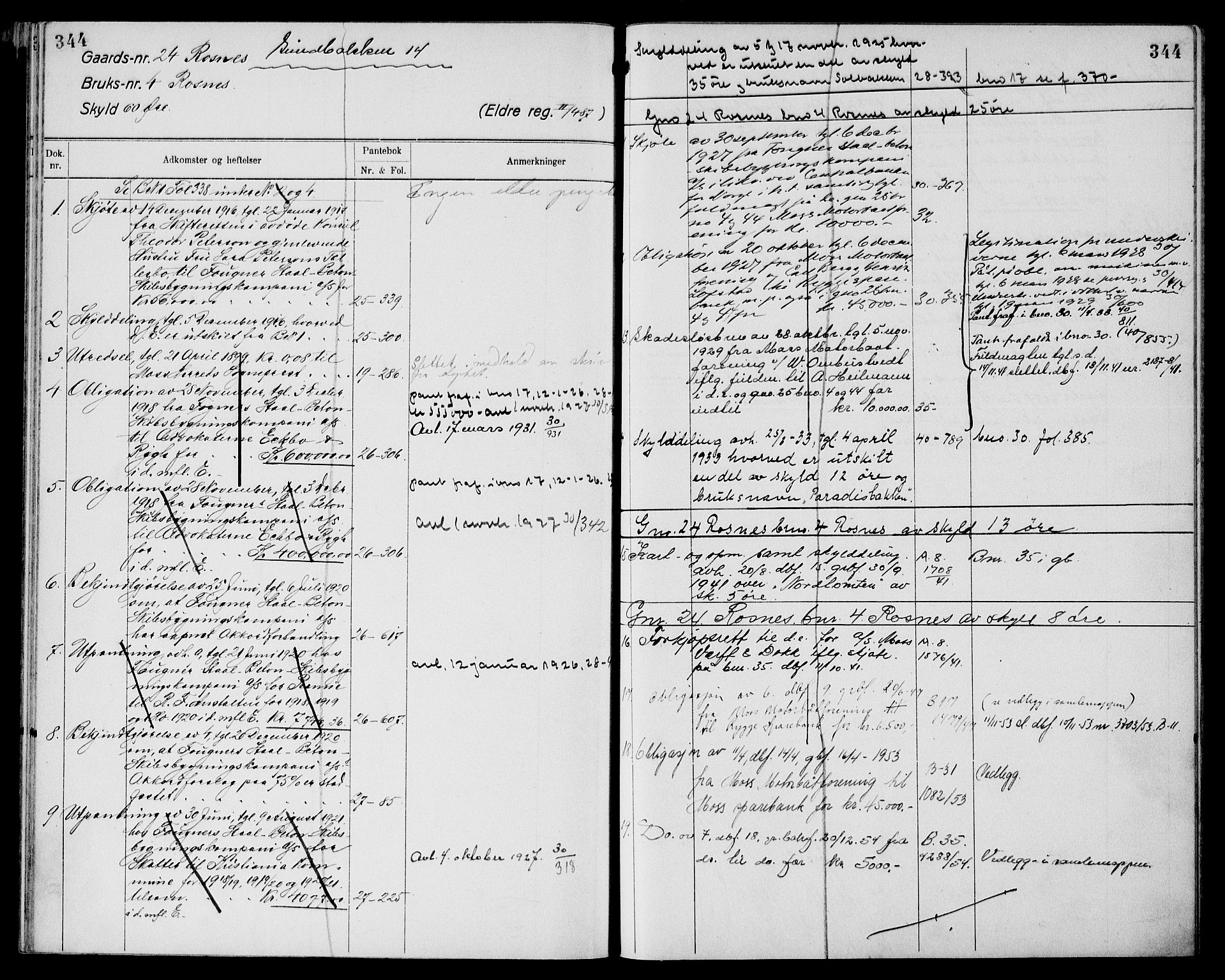 Moss sorenskriveri, AV/SAO-A-10168: Mortgage register no. XI 3, 1769-1961, p. 344