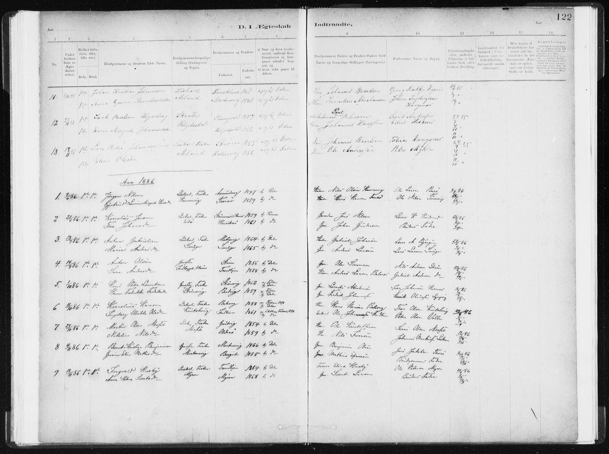 Ministerialprotokoller, klokkerbøker og fødselsregistre - Sør-Trøndelag, SAT/A-1456/634/L0533: Parish register (official) no. 634A09, 1882-1901, p. 122