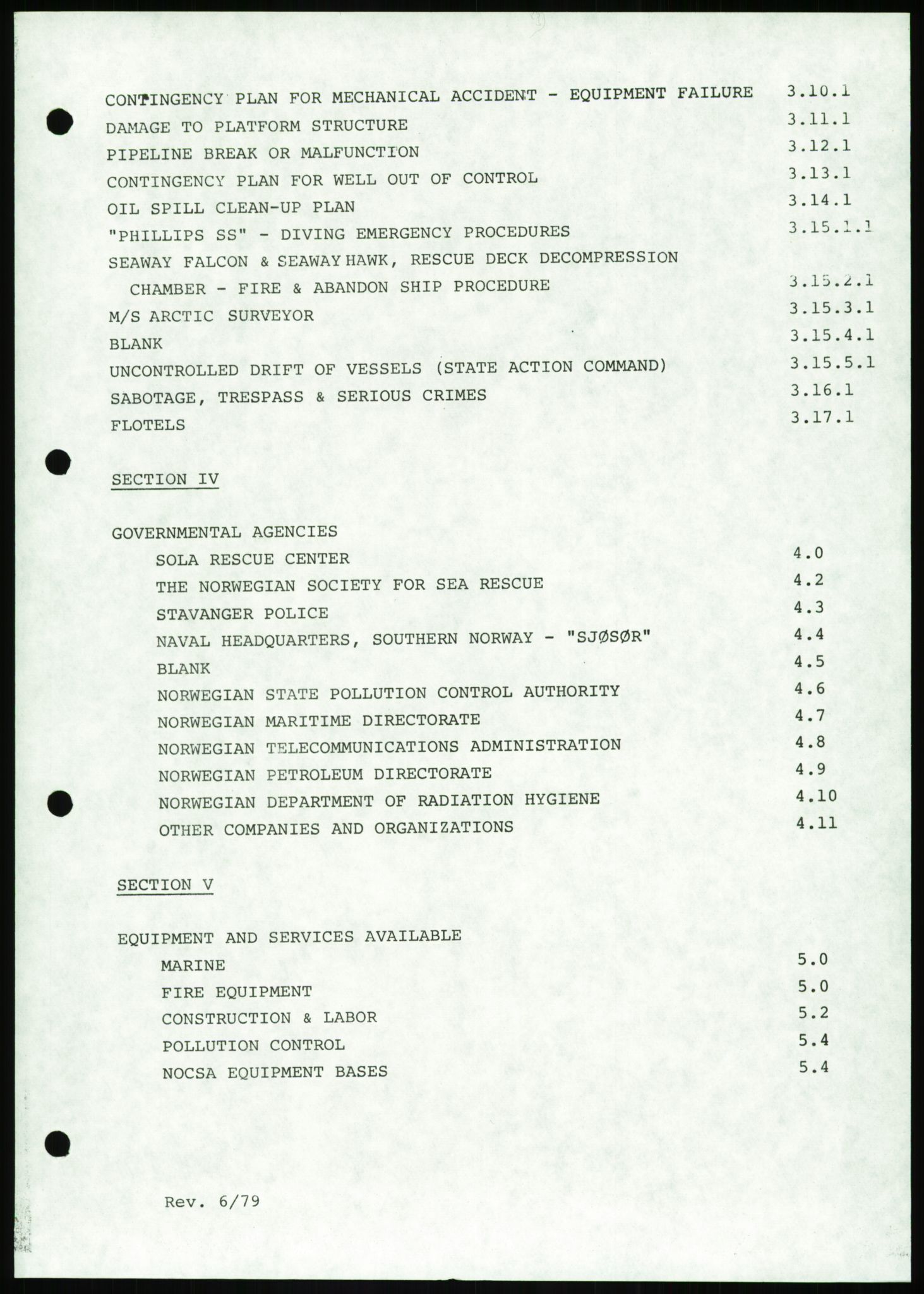 Justisdepartementet, Granskningskommisjonen ved Alexander Kielland-ulykken 27.3.1980, RA/S-1165/D/L0016: O Beredskapsplaner (Doku.liste + O1-O3 av 3), 1980-1981, p. 8