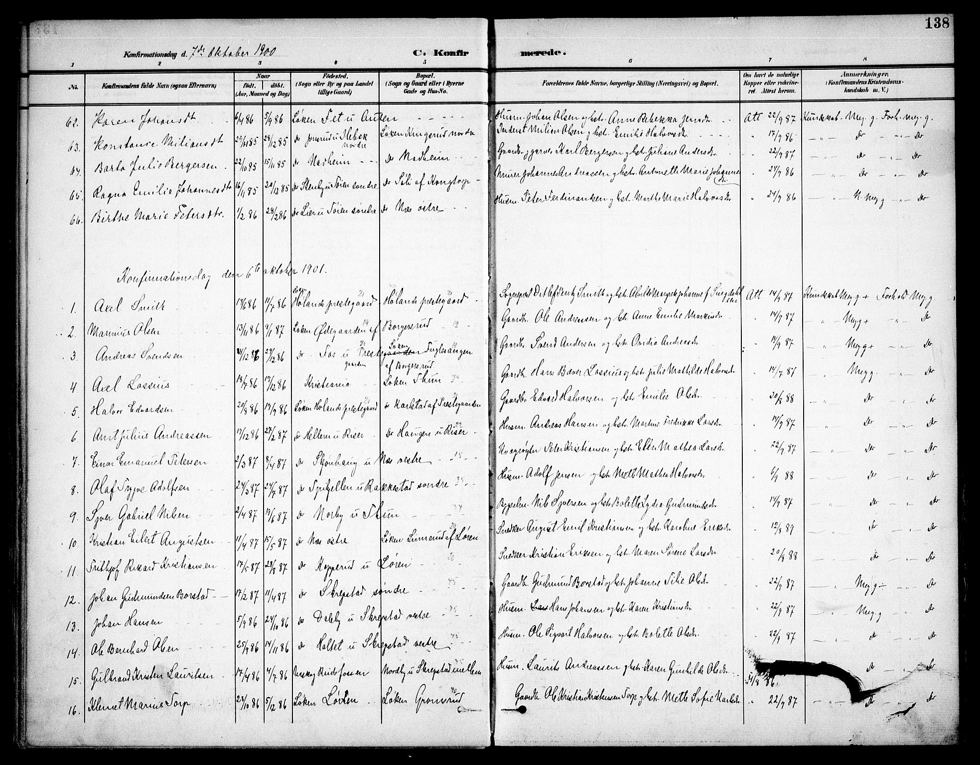 Høland prestekontor Kirkebøker, SAO/A-10346a/F/Fa/L0015: Parish register (official) no. I 15, 1897-1912, p. 138