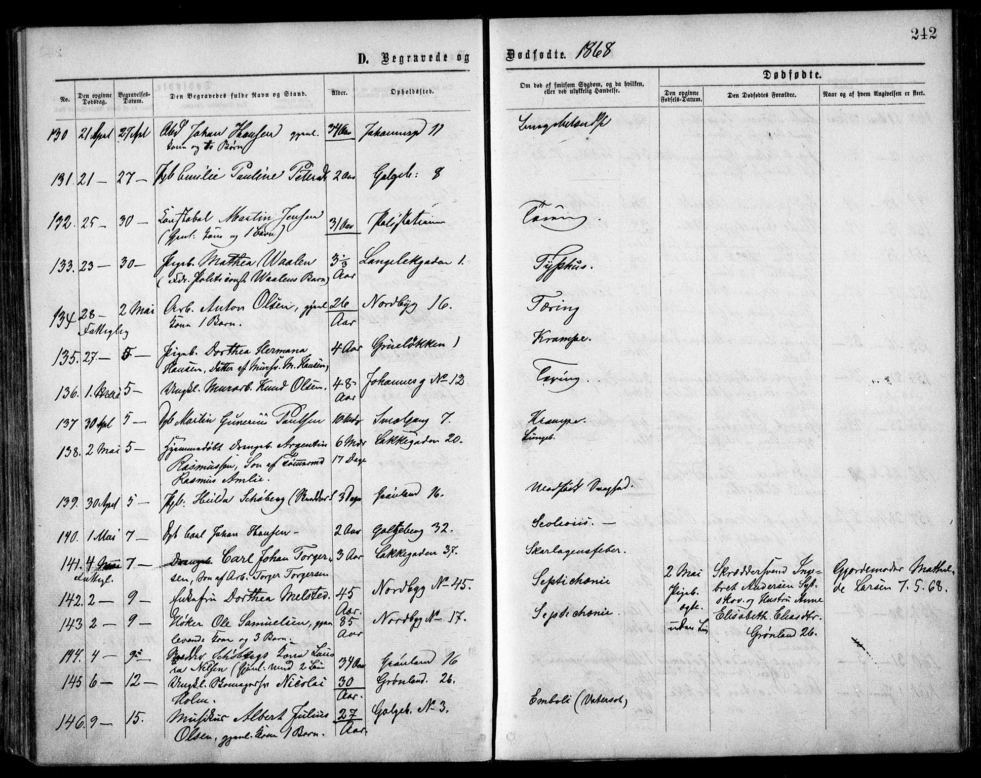 Grønland prestekontor Kirkebøker, AV/SAO-A-10848/F/Fa/L0003: Parish register (official) no. 3, 1862-1868, p. 242