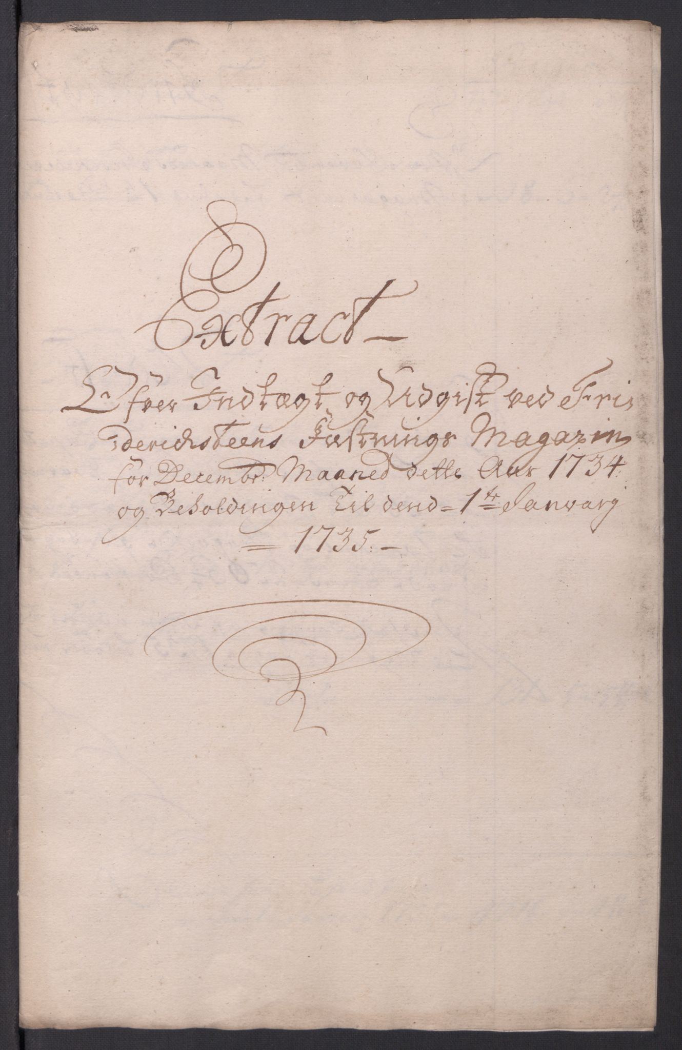 Kommanderende general (KG I) med Det norske krigsdirektorium, RA/EA-5419/D/L0154: Fredriksten festning: Brev, inventarfortegnelser og regnskapsekstrakter, 1730-1739, p. 265