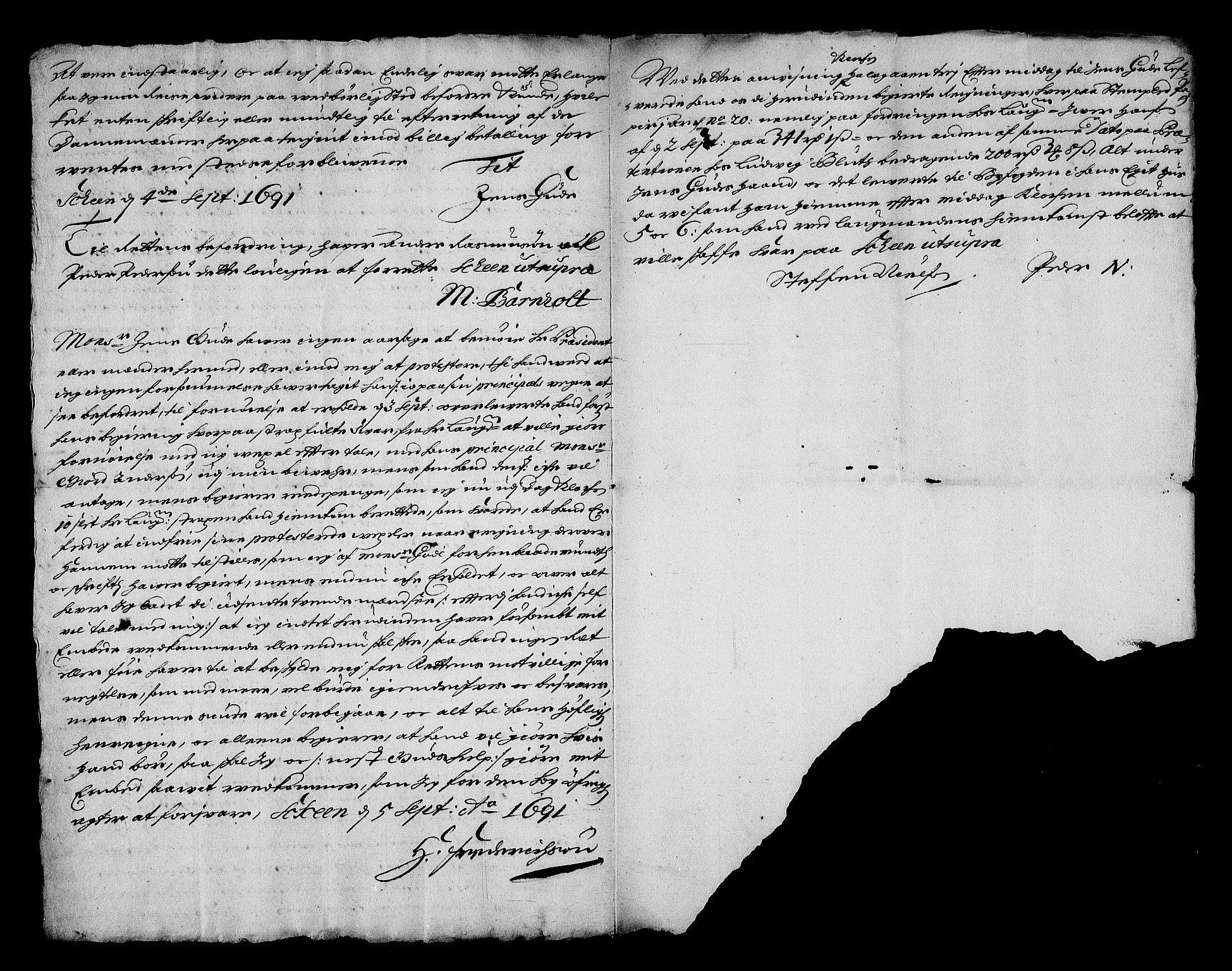 Stattholderembetet 1572-1771, RA/EA-2870/Af/L0004: Avskrifter av vedlegg til originale supplikker, nummerert i samsvar med supplikkbøkene, 1691-1694, p. 94