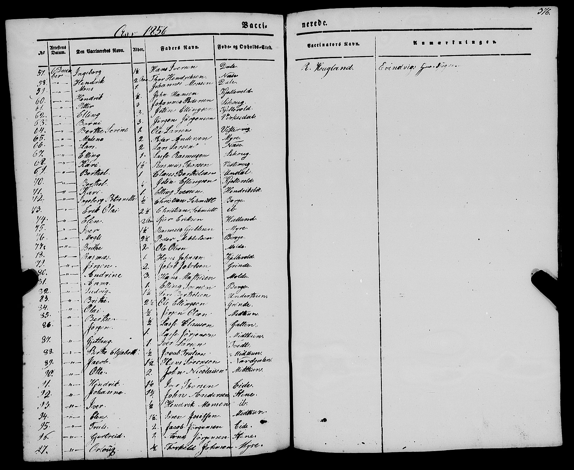 Gulen sokneprestembete, SAB/A-80201/H/Haa/Haaa/L0021: Parish register (official) no. A 21, 1848-1858, p. 376