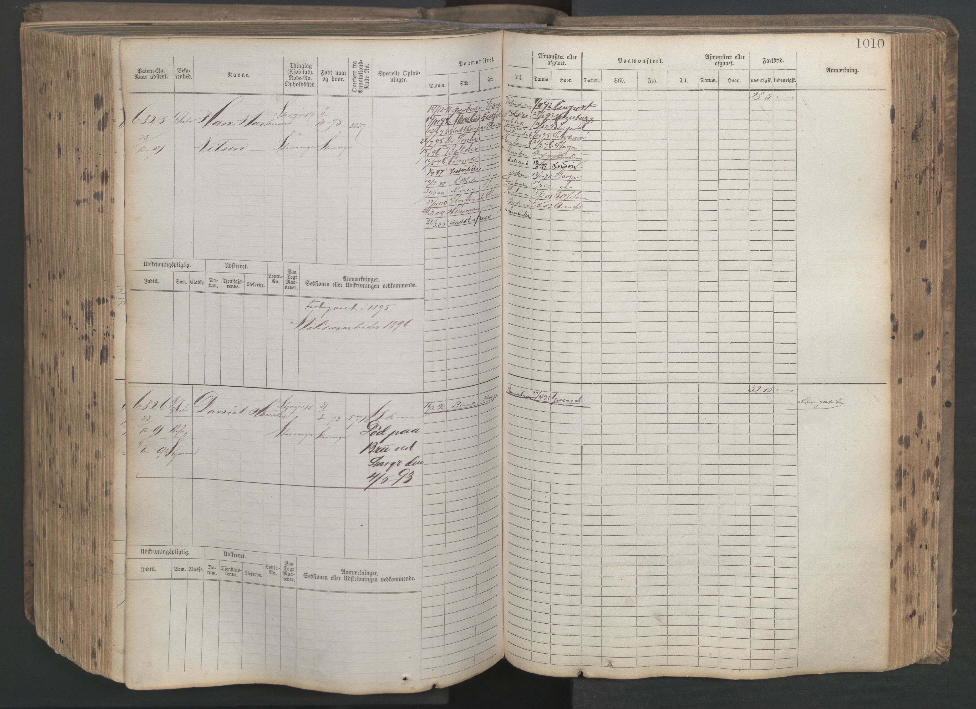 Stavanger sjømannskontor, AV/SAST-A-102006/F/Fb/Fbb/L0021: Sjøfartshovedrulle patnentnr. 6005-7204 (dublett), 1887, p. 415