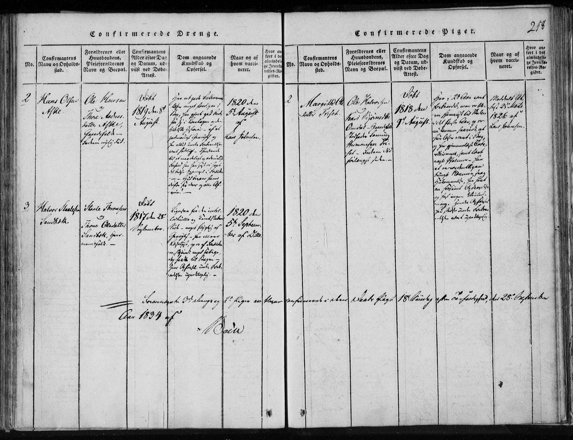 Lårdal kirkebøker, SAKO/A-284/F/Fa/L0005: Parish register (official) no. I 5, 1815-1860, p. 258