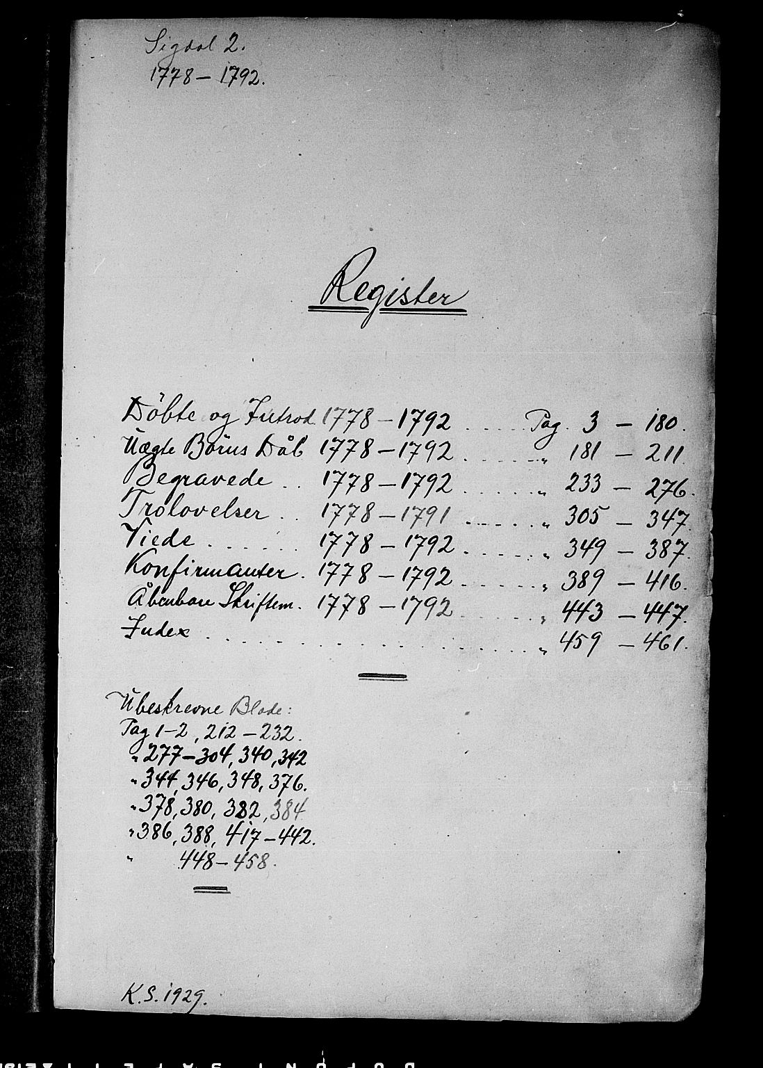 Sigdal kirkebøker, AV/SAKO-A-245/F/Fa/L0002: Parish register (official) no. I 2, 1778-1792