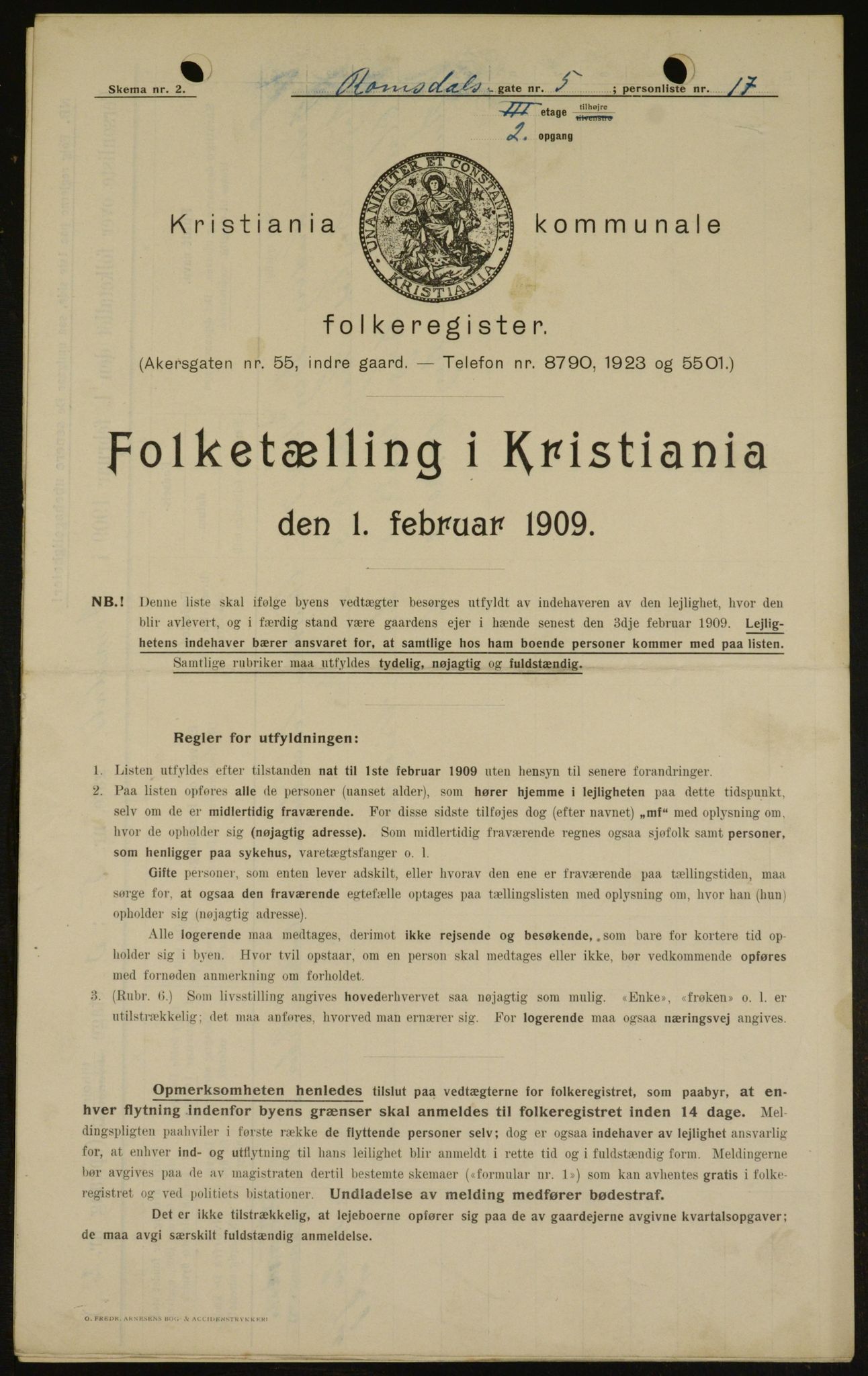 OBA, Municipal Census 1909 for Kristiania, 1909, p. 75473