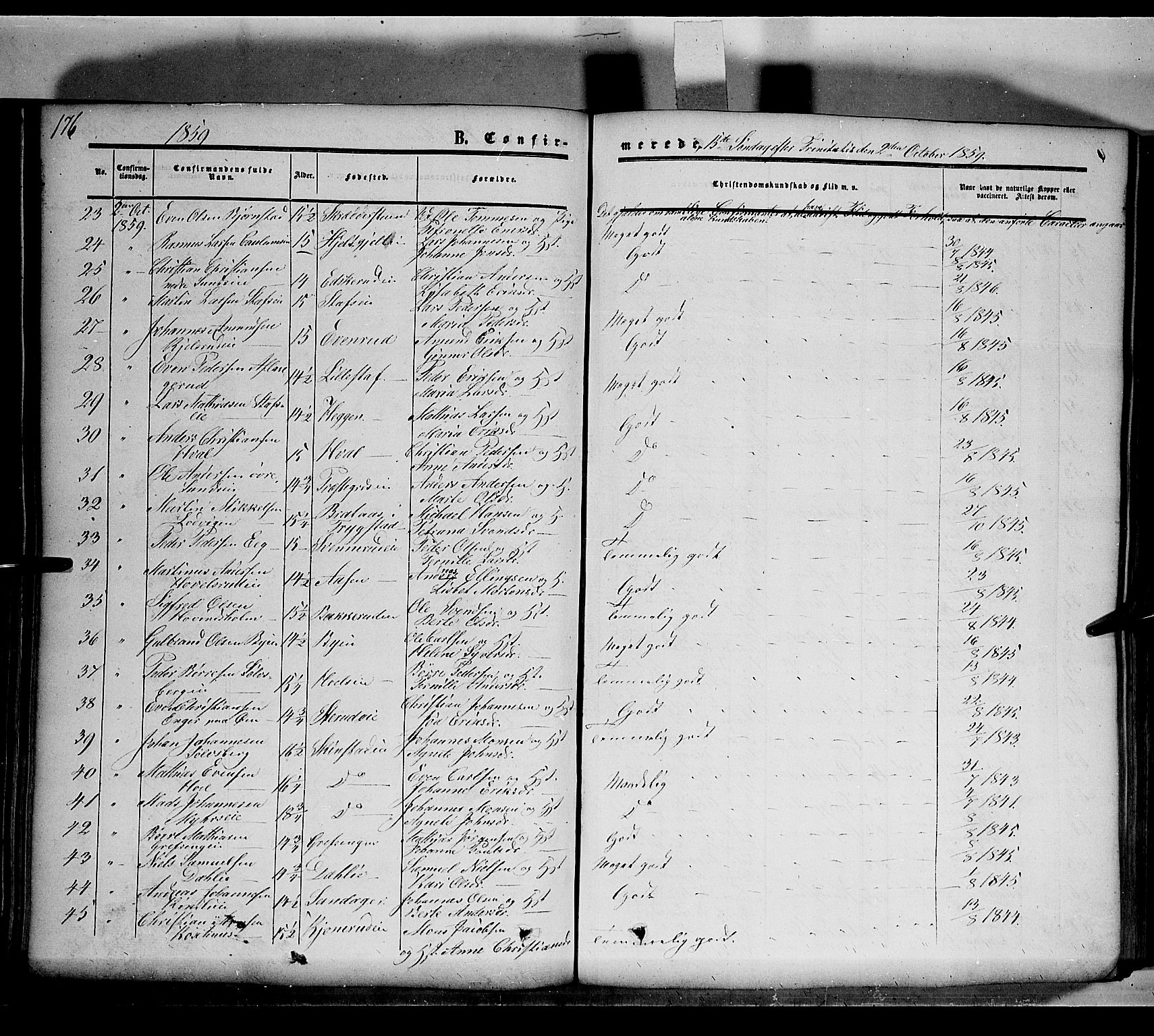 Nes prestekontor, Hedmark, SAH/PREST-020/K/Ka/L0004: Parish register (official) no. 4, 1852-1886, p. 176