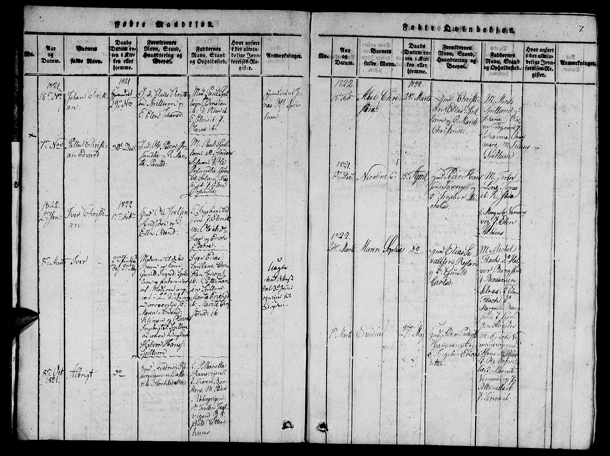 Ministerialprotokoller, klokkerbøker og fødselsregistre - Nord-Trøndelag, SAT/A-1458/770/L0588: Parish register (official) no. 770A02, 1819-1823, p. 7