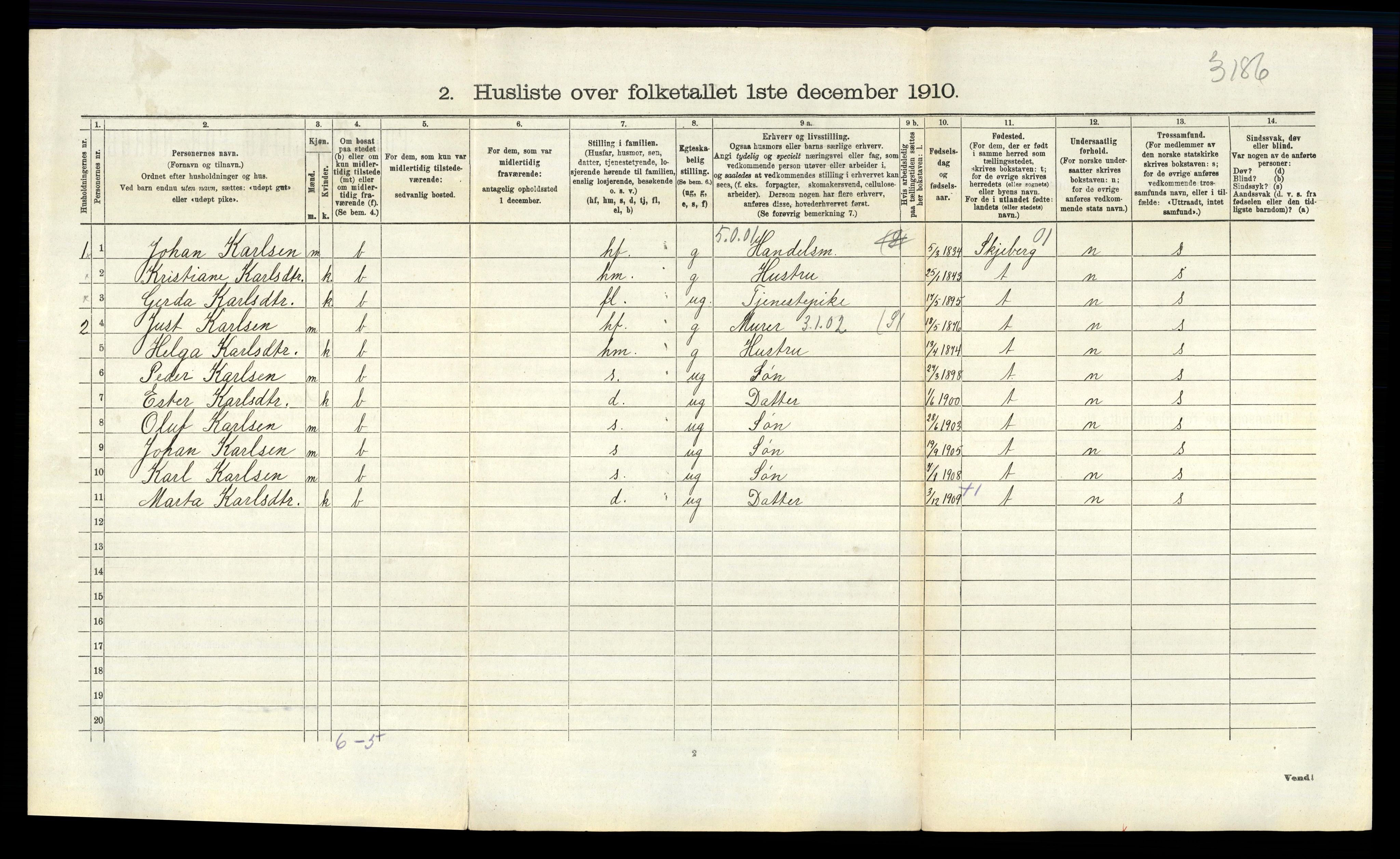 RA, 1910 census for Tune, 1910, p. 959