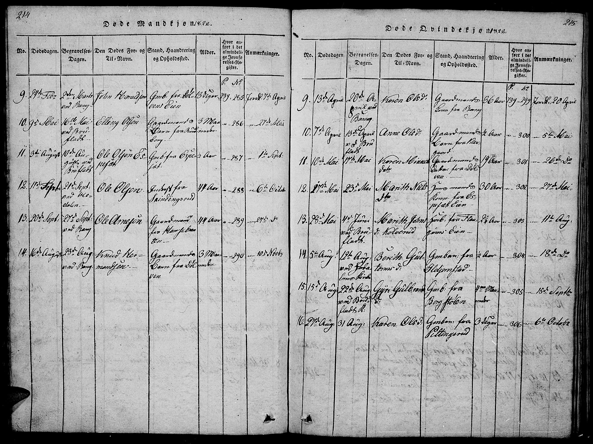 Sør-Aurdal prestekontor, SAH/PREST-128/H/Ha/Hab/L0001: Parish register (copy) no. 1, 1815-1826, p. 214-215