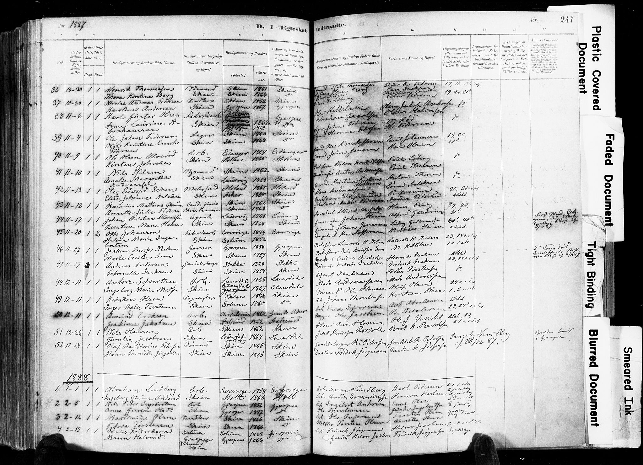 Skien kirkebøker, SAKO/A-302/F/Fa/L0009: Parish register (official) no. 9, 1878-1890, p. 247