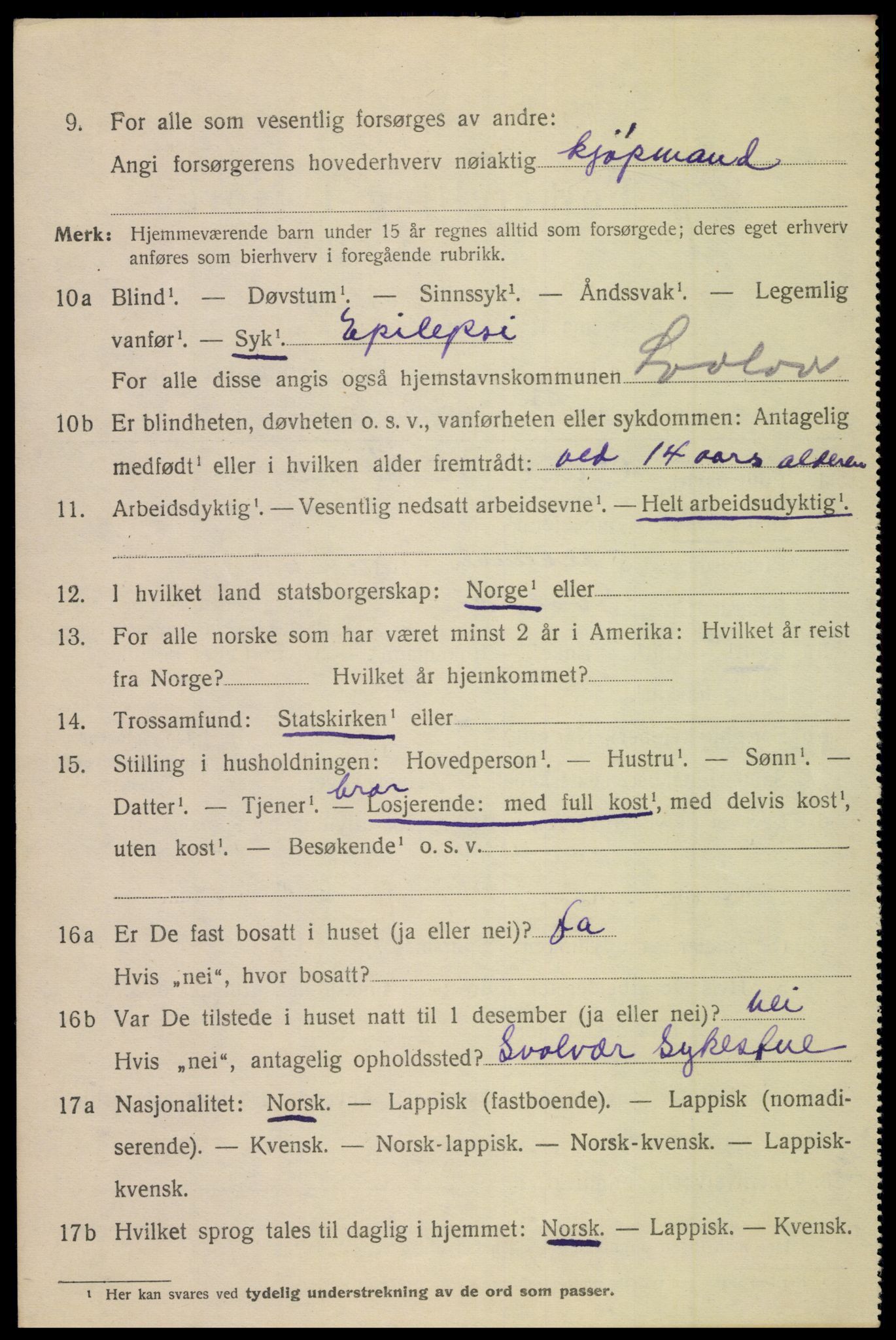 SAT, 1920 census for Svolvær, 1920, p. 2561