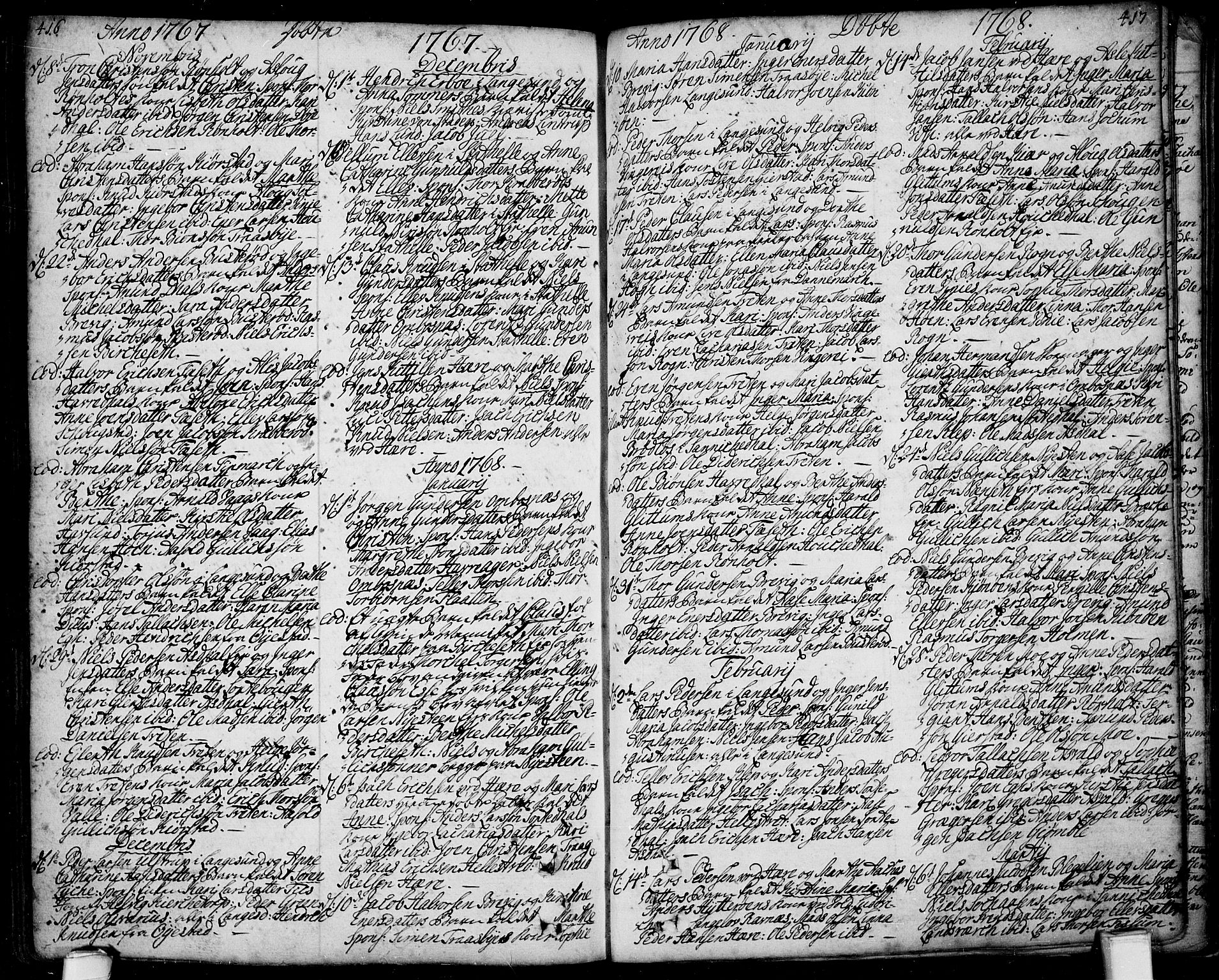 Bamble kirkebøker, AV/SAKO-A-253/F/Fa/L0001: Parish register (official) no. I 1, 1702-1774, p. 416-417