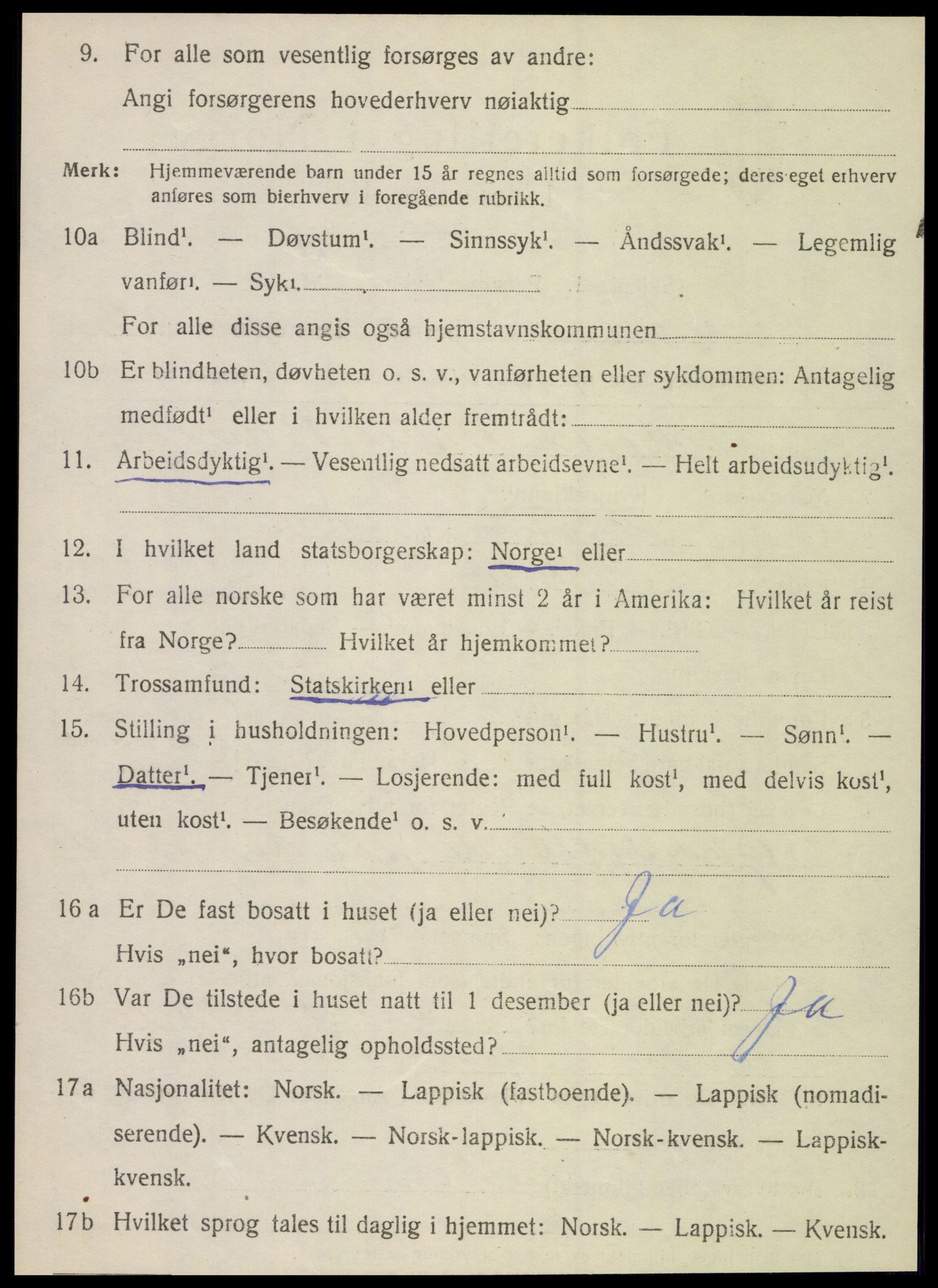 SAT, 1920 census for Nesna, 1920, p. 1918