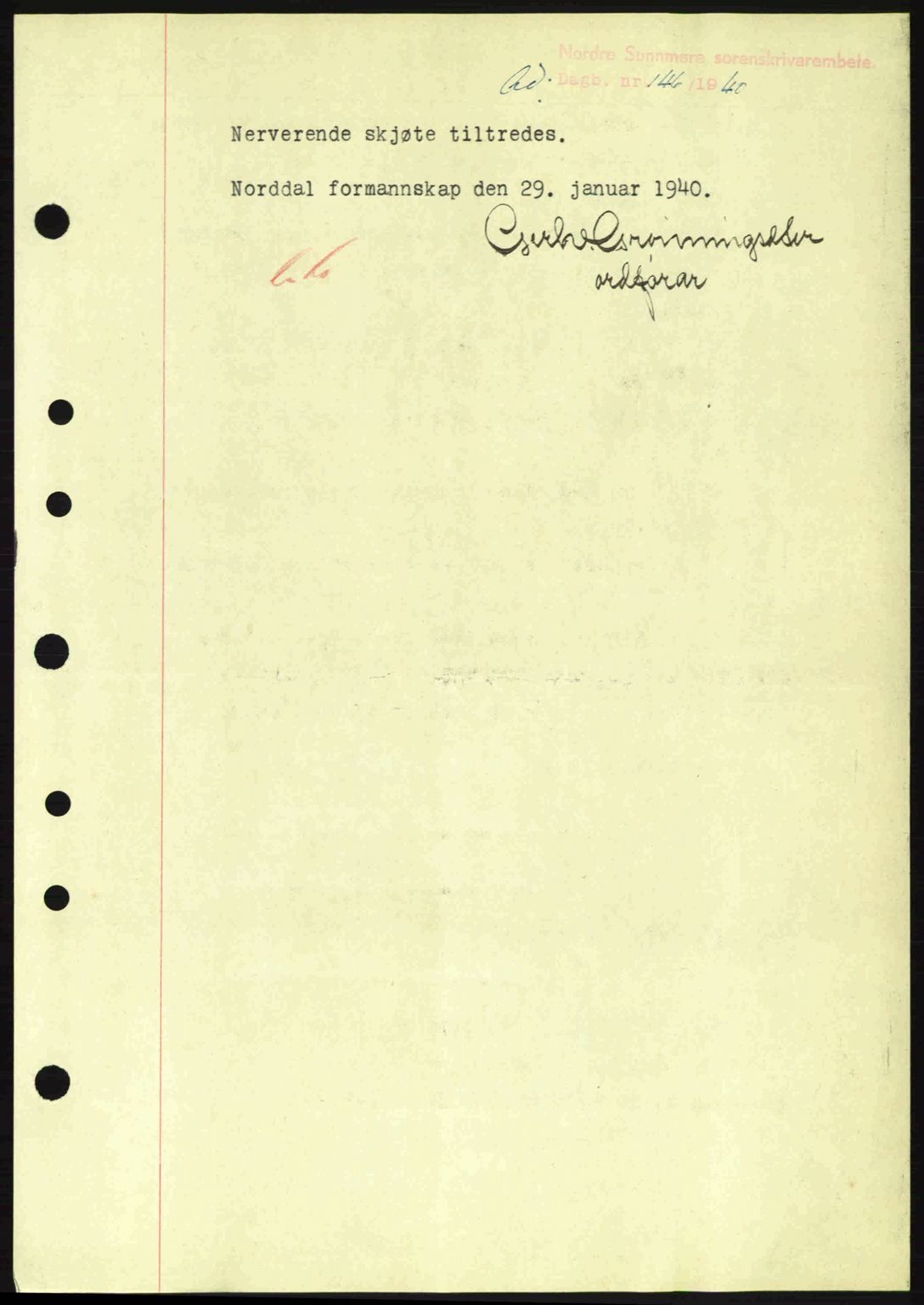 Nordre Sunnmøre sorenskriveri, AV/SAT-A-0006/1/2/2C/2Ca: Mortgage book no. A8, 1939-1940, Diary no: : 146/1940