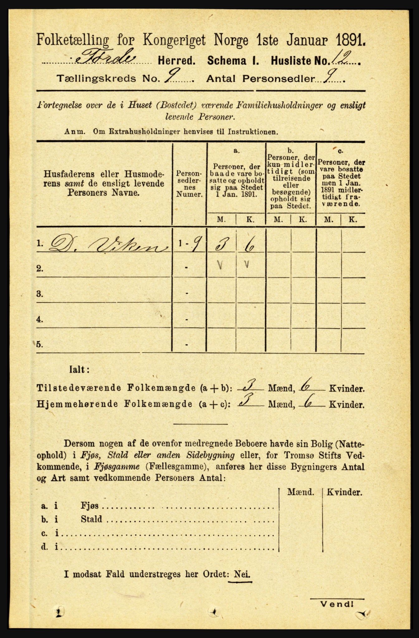 RA, 1891 census for 1432 Førde, 1891, p. 3284