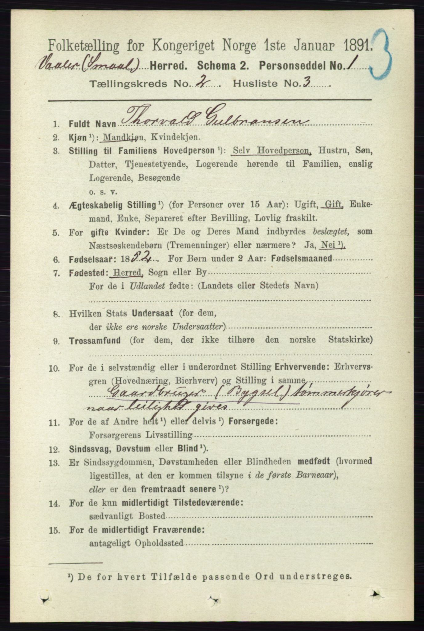 RA, 1891 census for 0137 Våler, 1891, p. 696