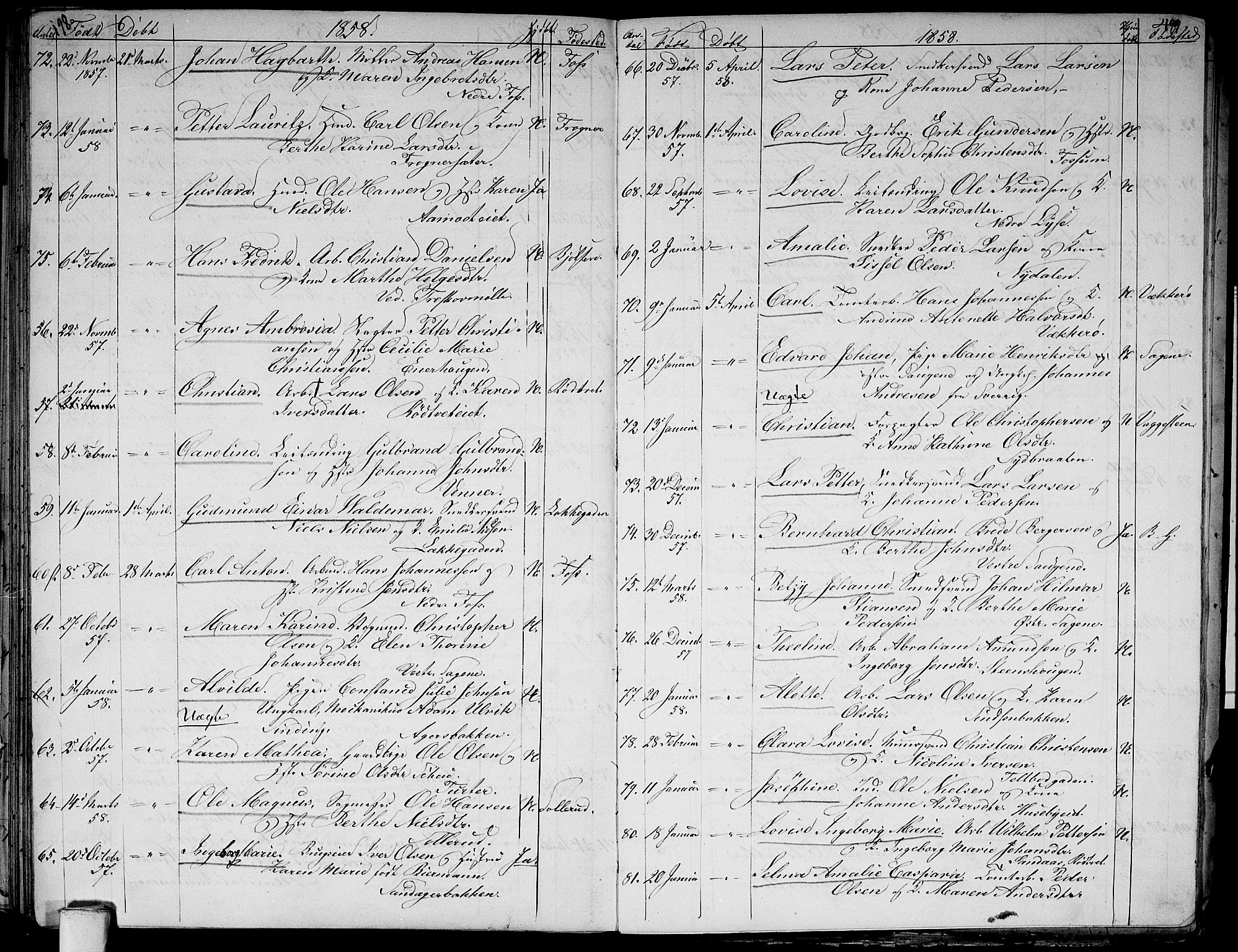 Aker prestekontor kirkebøker, AV/SAO-A-10861/G/L0010: Parish register (copy) no. 10, 1852-1859, p. 198-199