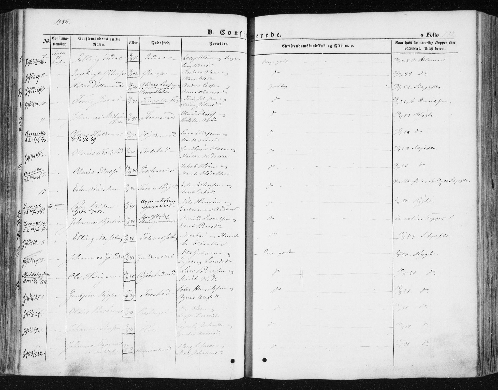 Ministerialprotokoller, klokkerbøker og fødselsregistre - Nord-Trøndelag, AV/SAT-A-1458/723/L0240: Parish register (official) no. 723A09, 1852-1860, p. 170