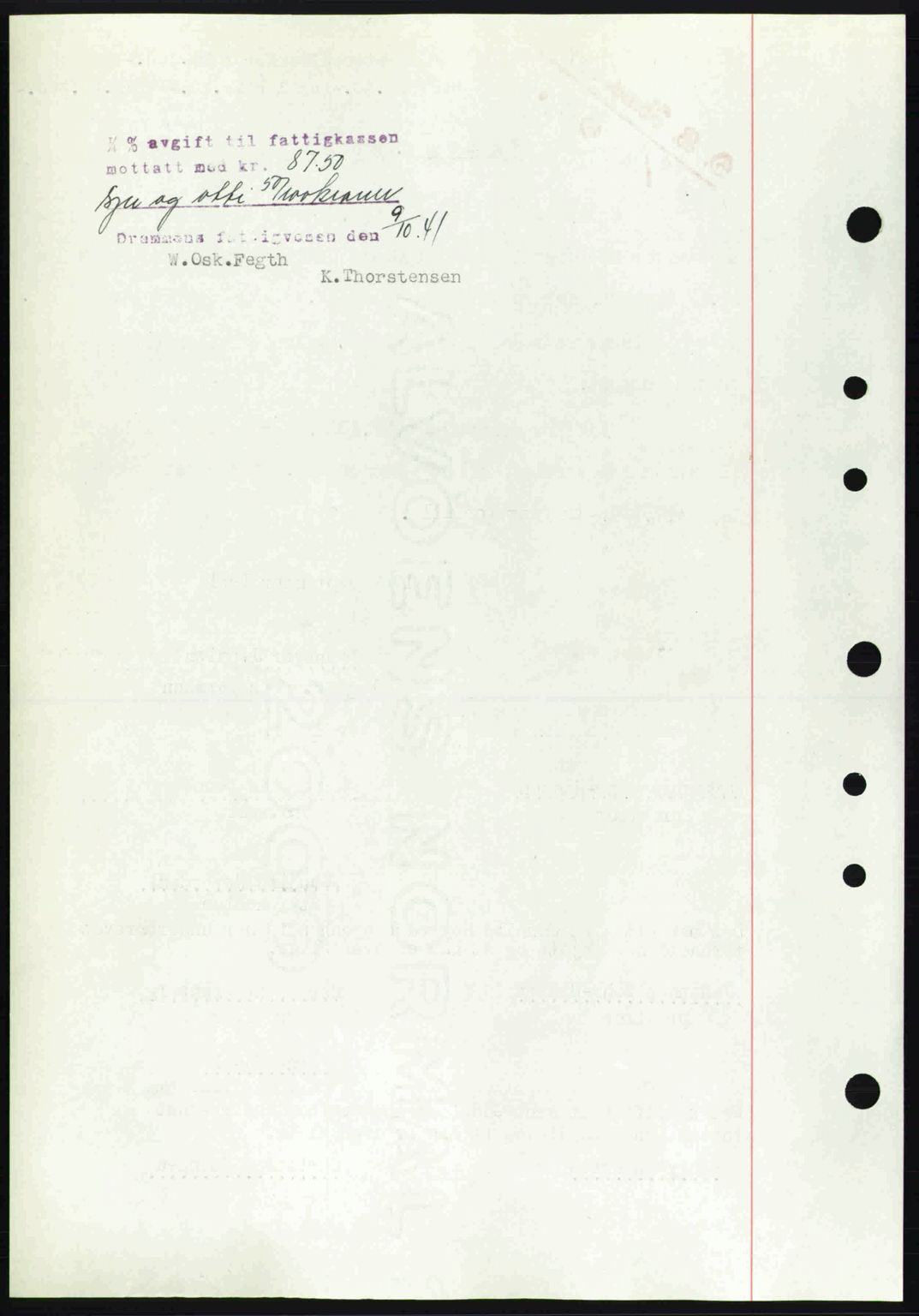 Drammen byfogd, SAKO/A-222/G/Ga/Gac/L0058: Mortgage book no. A12, 1939-1942, Diary no: : 1639/1941