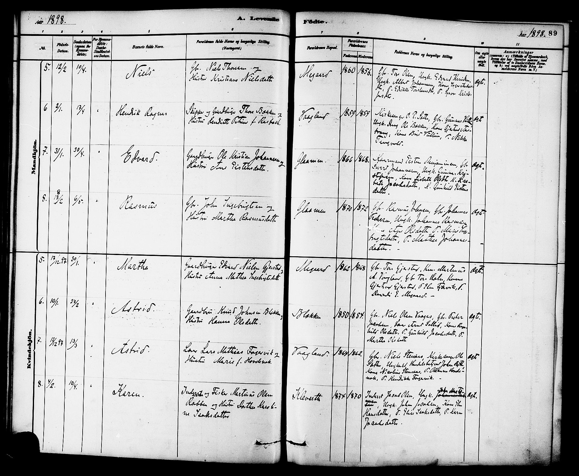 Ministerialprotokoller, klokkerbøker og fødselsregistre - Møre og Romsdal, SAT/A-1454/576/L0885: Parish register (official) no. 576A03, 1880-1898, p. 89