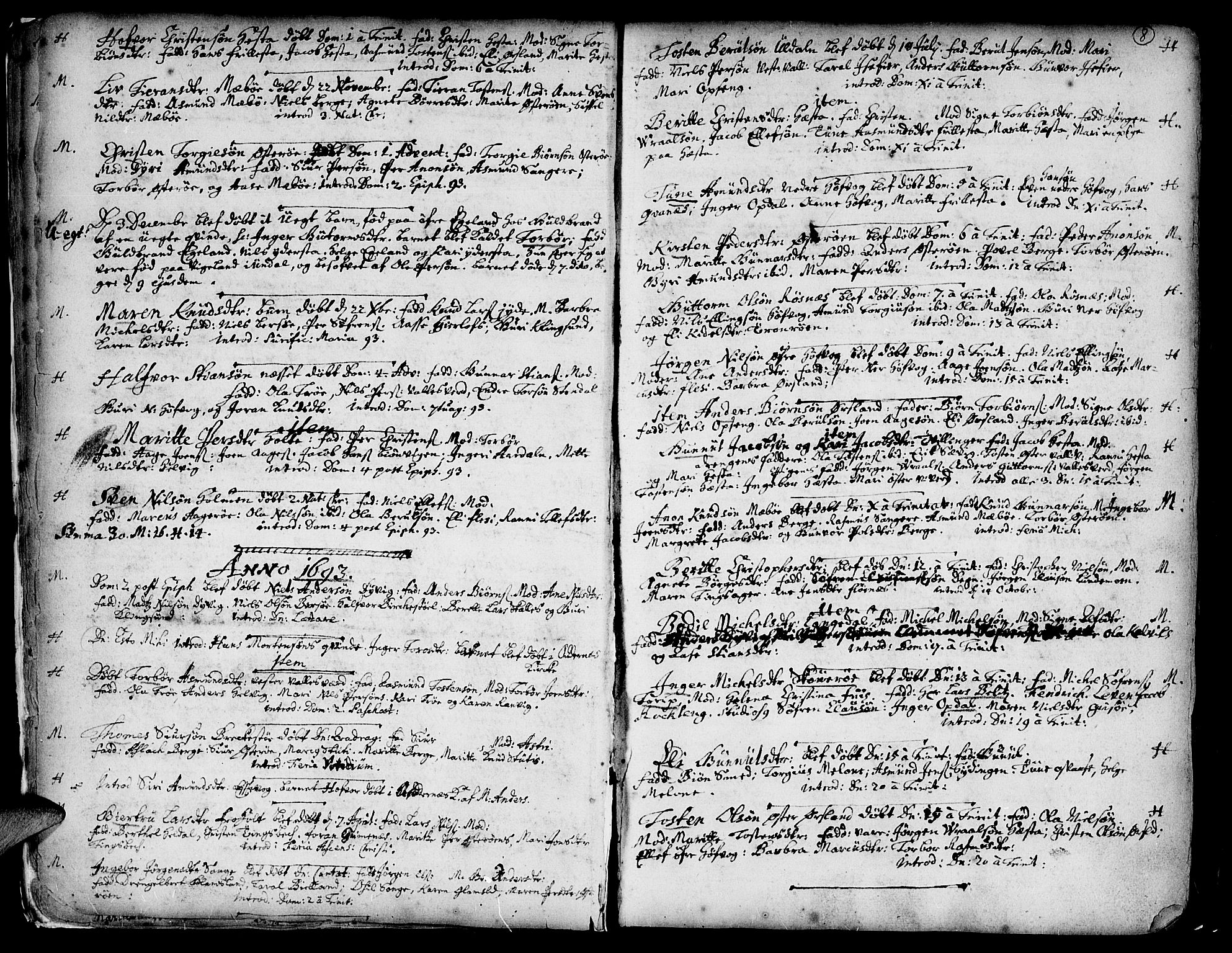 Vestre Moland sokneprestkontor, AV/SAK-1111-0046/F/Fa/Fab/L0001: Parish register (official) no. A 1, 1687-1760, p. 8