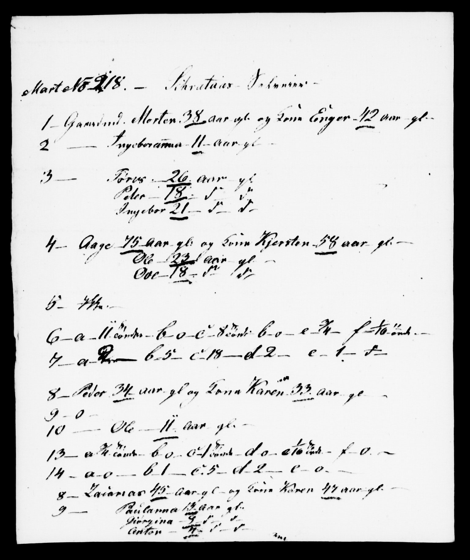 , Census 1845 for Stod, 1845, p. 52