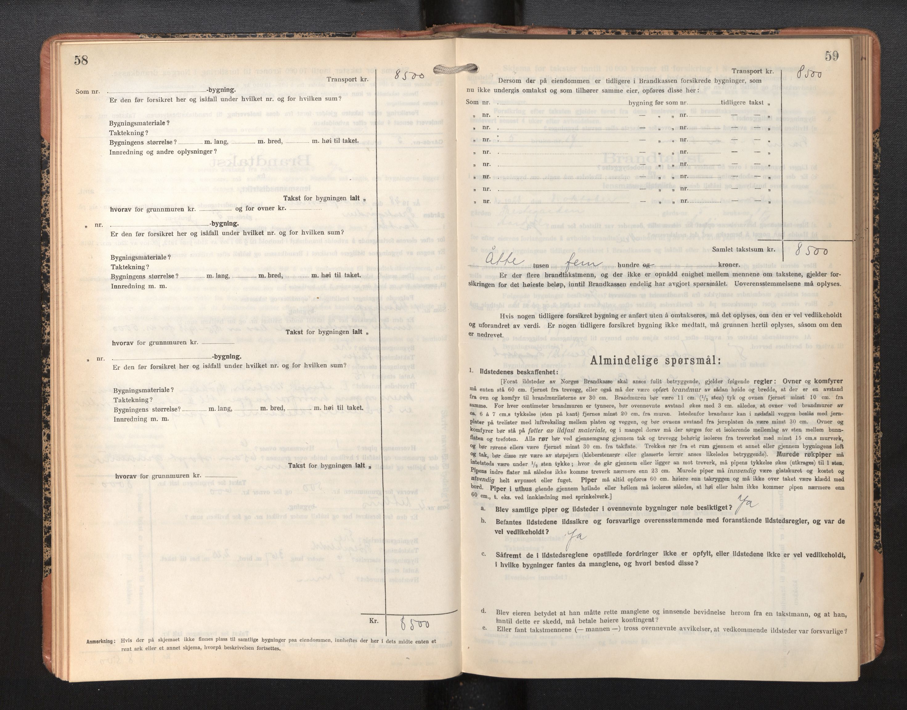 Lensmannen i Årdal, AV/SAB-A-30501/0012/L0010: Branntakstprotokoll, skjematakst, 1926-1939, p. 58-59