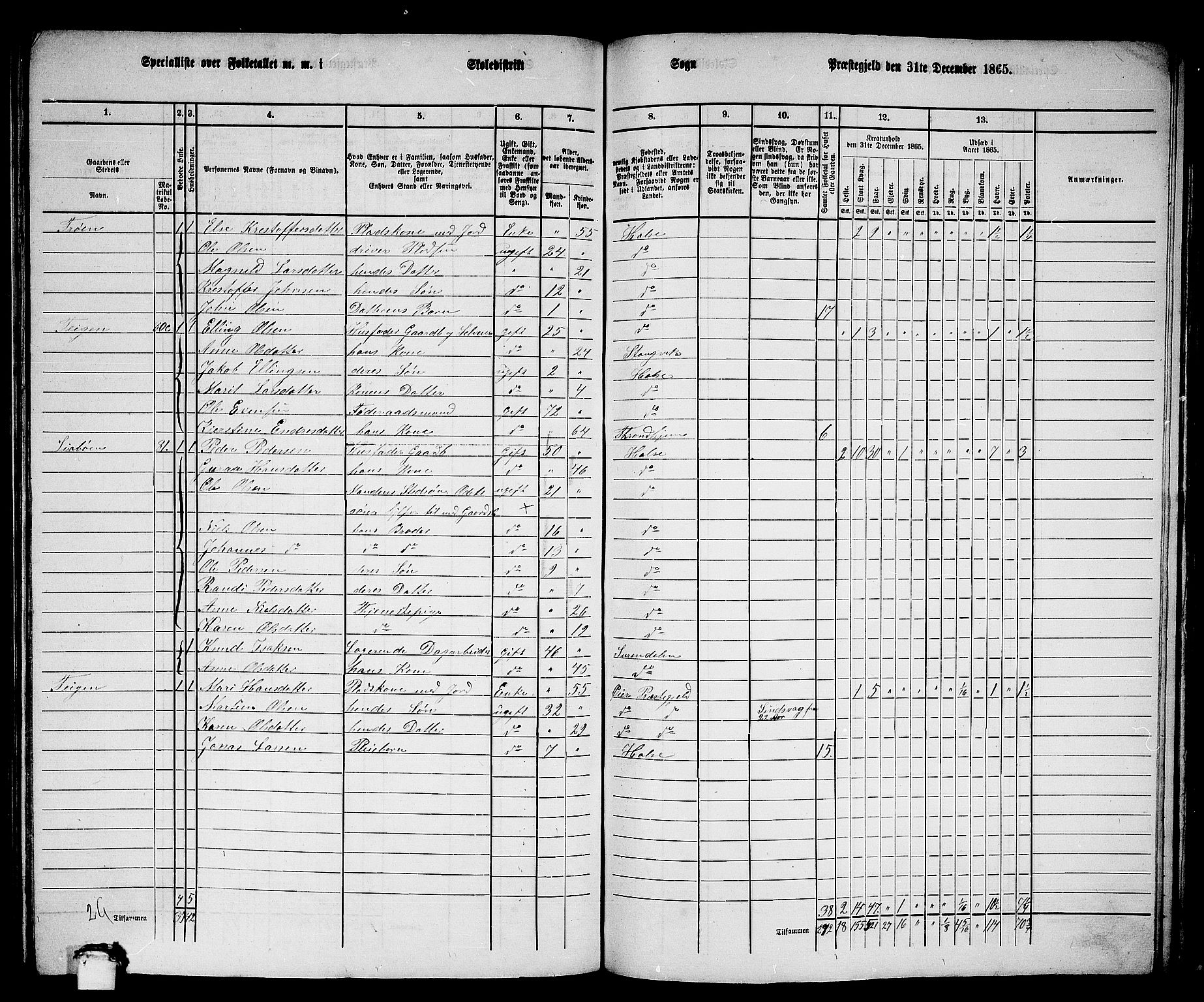 RA, 1865 census for Stangvik, 1865, p. 150