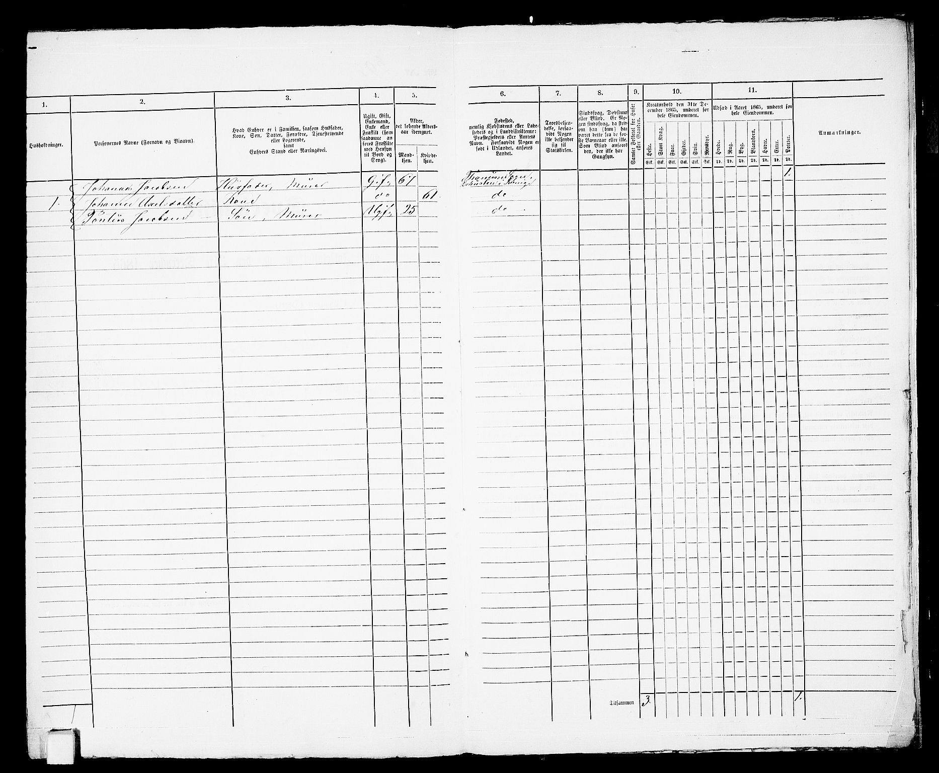 RA, 1865 census for Horten, 1865, p. 828