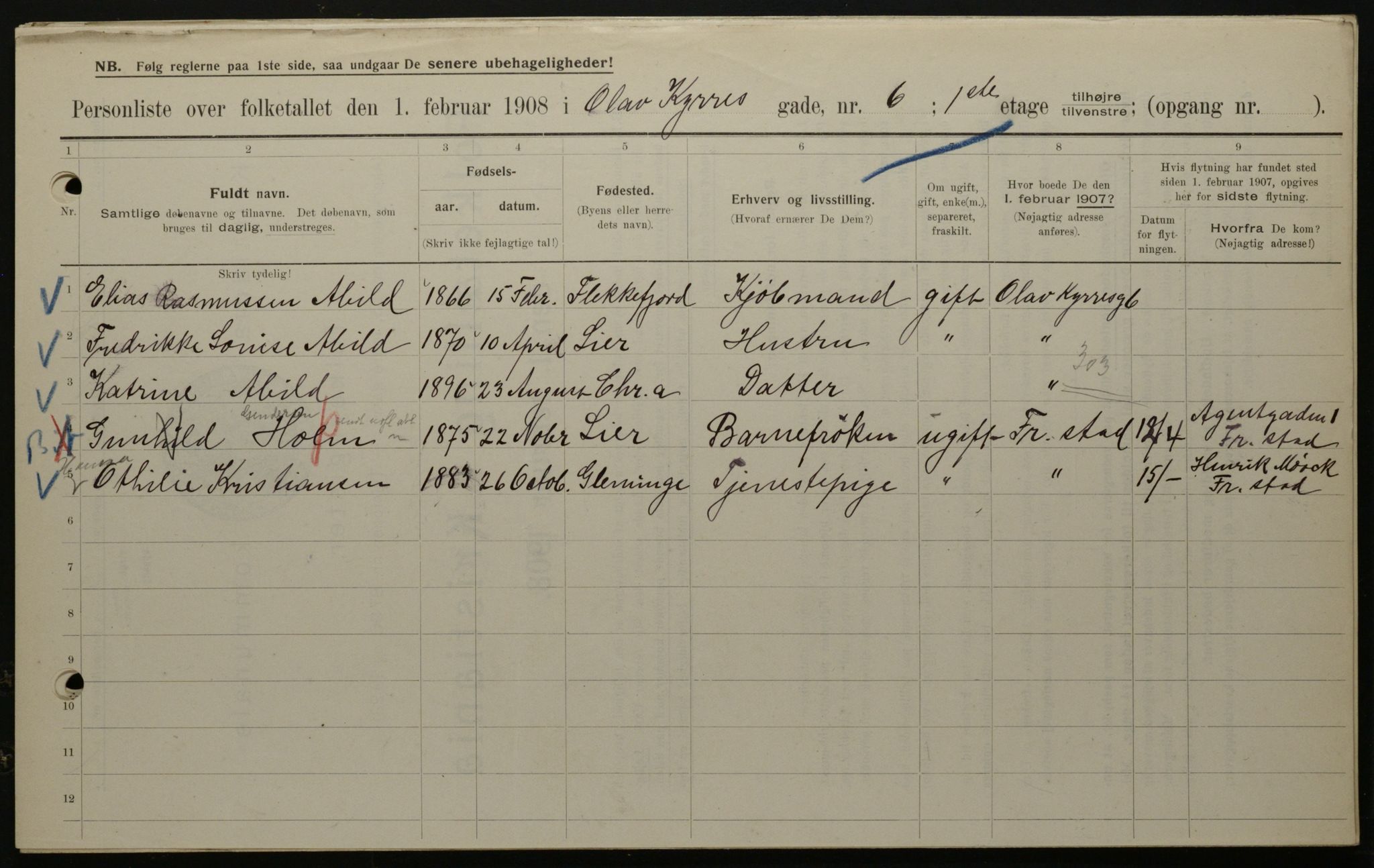 OBA, Municipal Census 1908 for Kristiania, 1908, p. 67599