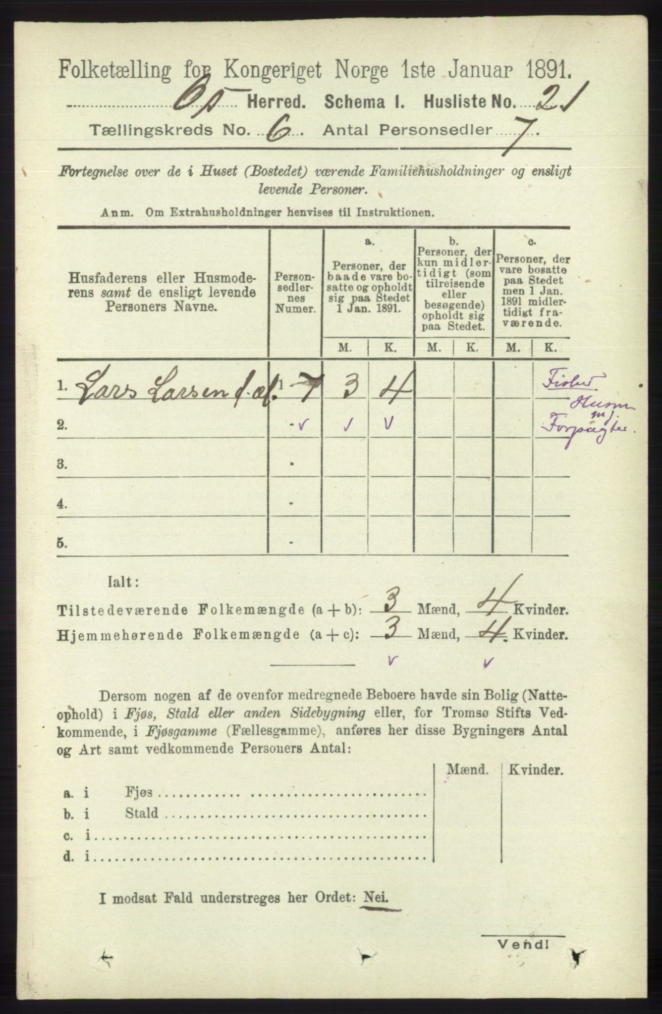 RA, 1891 census for 1243 Os, 1891, p. 1425