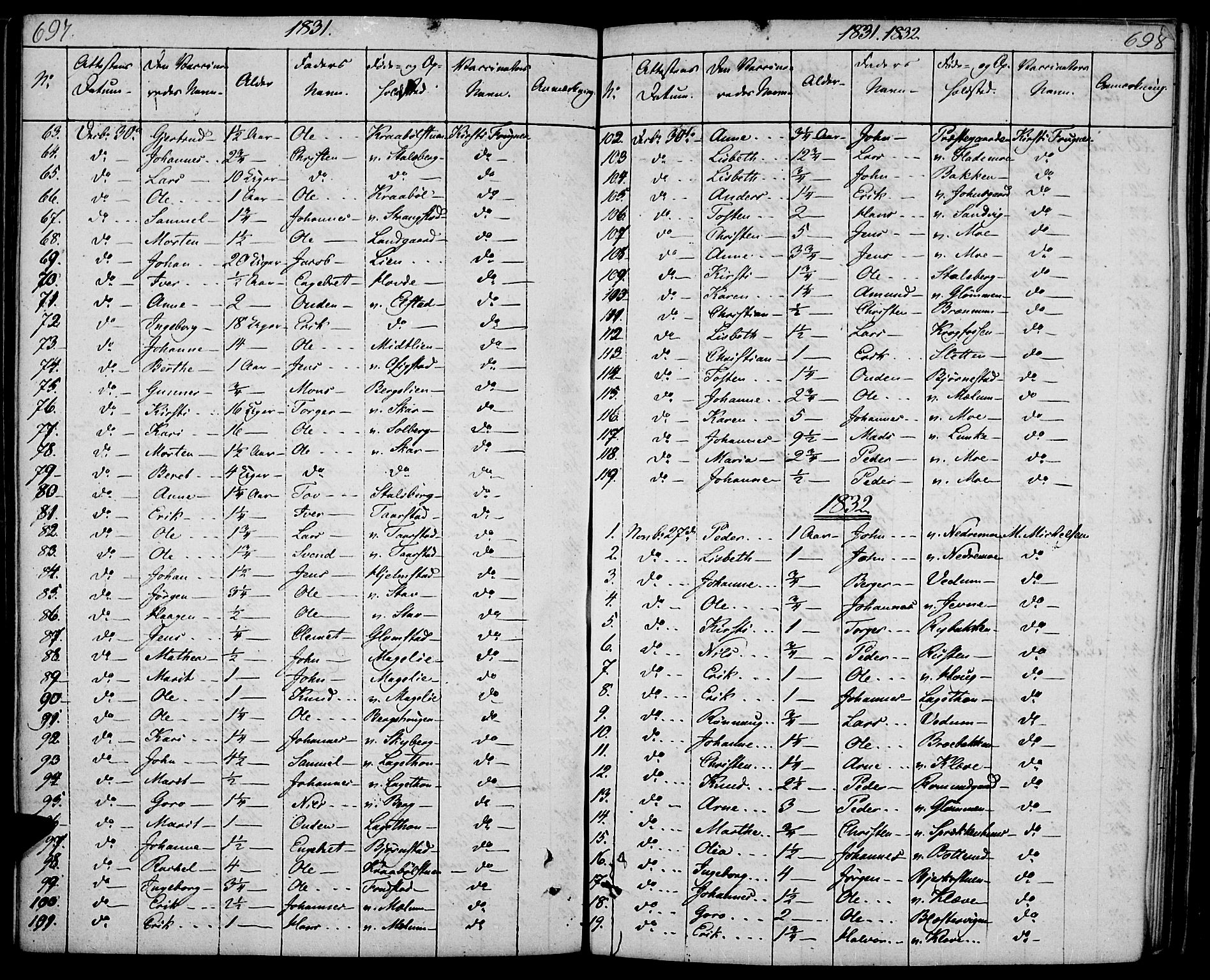 Øyer prestekontor, SAH/PREST-084/H/Ha/Haa/L0004: Parish register (official) no. 4, 1824-1841, p. 697-698