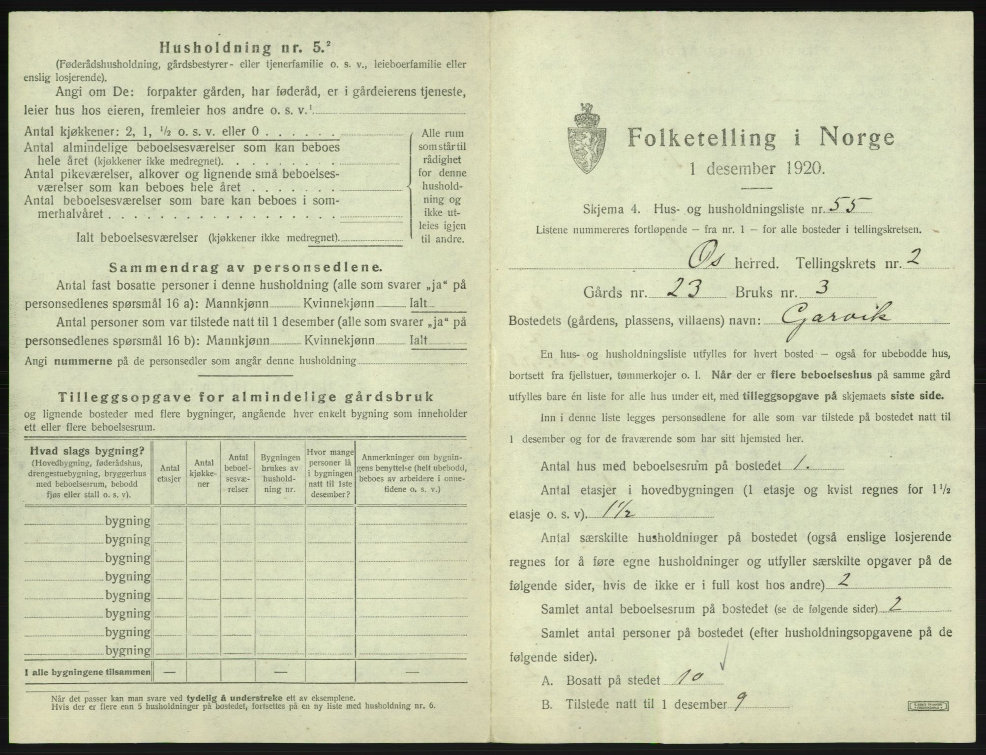SAB, 1920 census for Os, 1920, p. 247