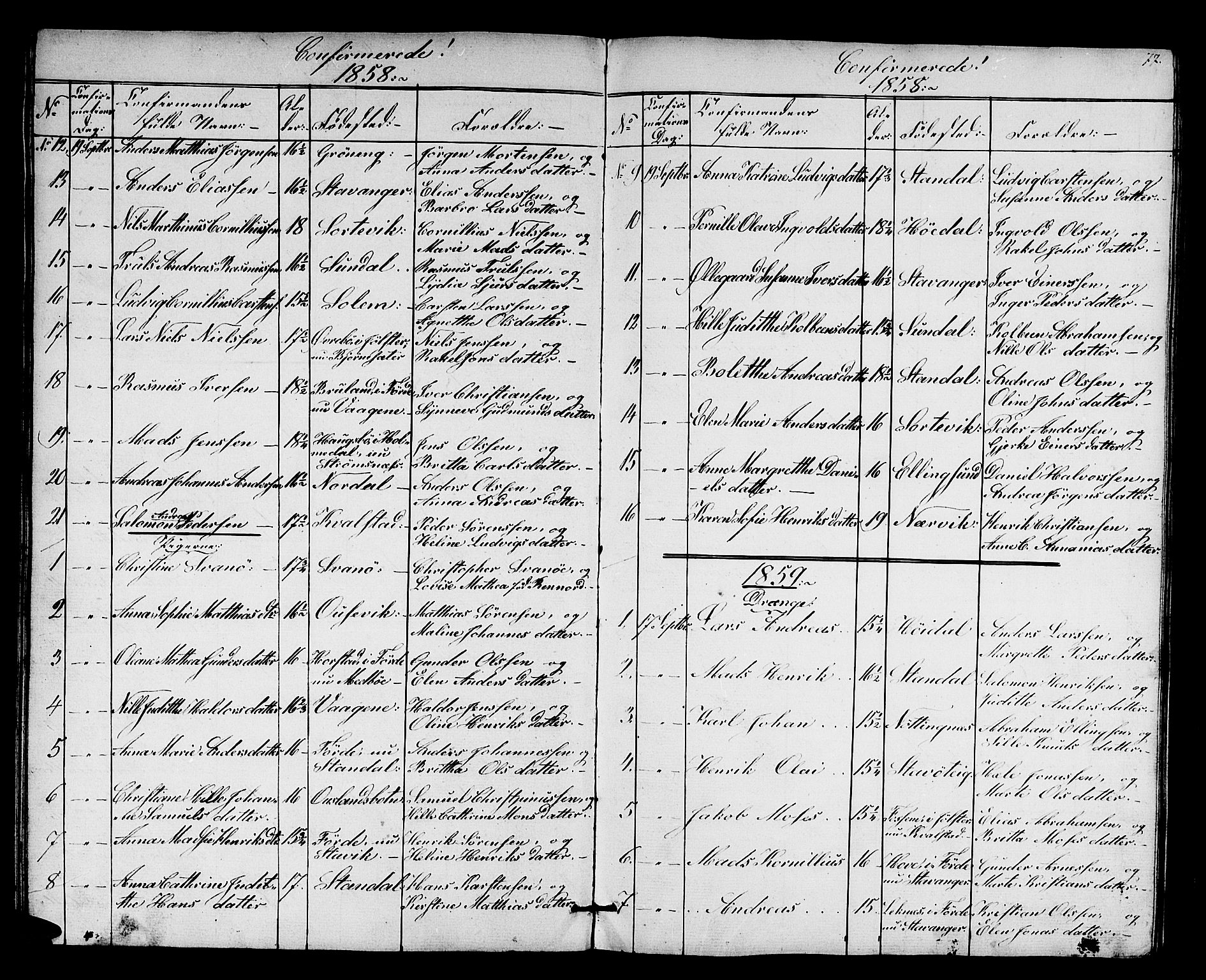 Kinn sokneprestembete, SAB/A-80801/H/Hab/Habc/L0001: Parish register (copy) no. C 1, 1854-1868, p. 77