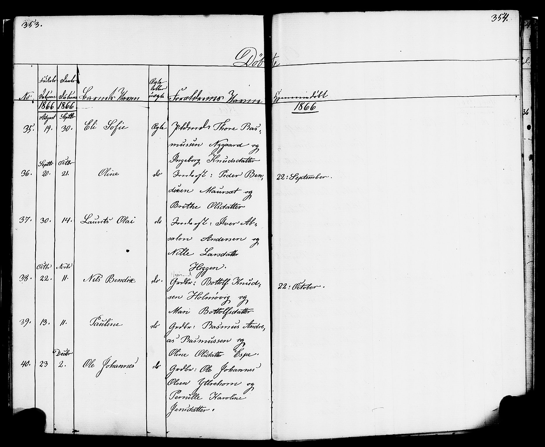 Hornindal sokneprestembete, AV/SAB-A-82401/H/Haa/Haaa/L0001: Parish register (official) no. A 1, 1837-1866, p. 354-355