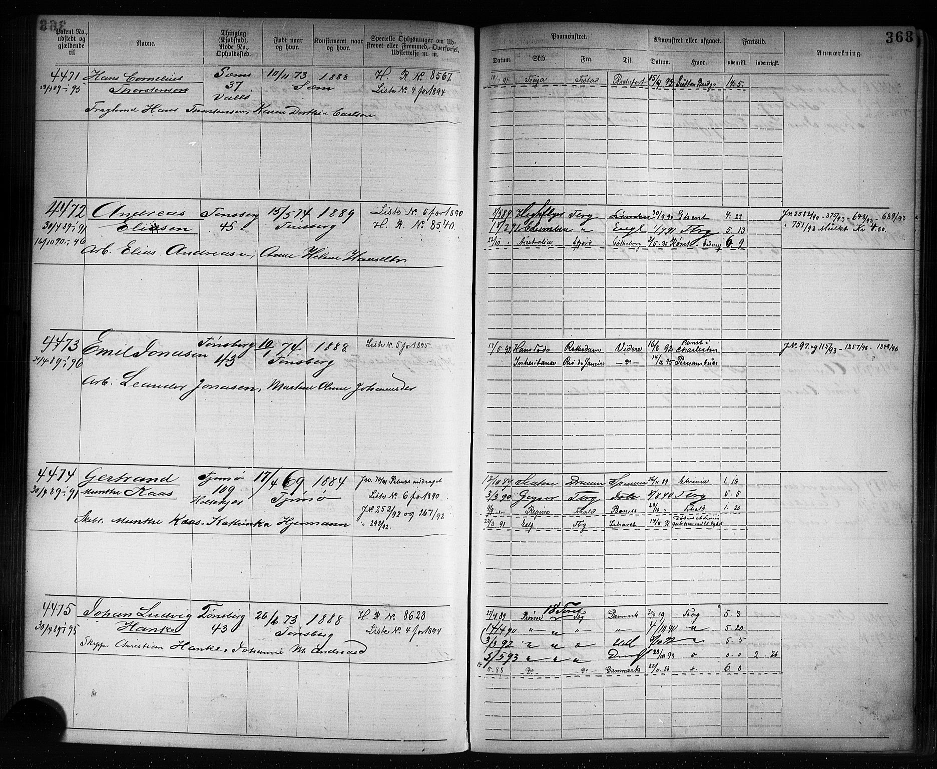 Tønsberg innrulleringskontor, AV/SAKO-A-786/F/Fb/L0007: Annotasjonsrulle Patent nr. 2636-5150, 1881-1892, p. 369