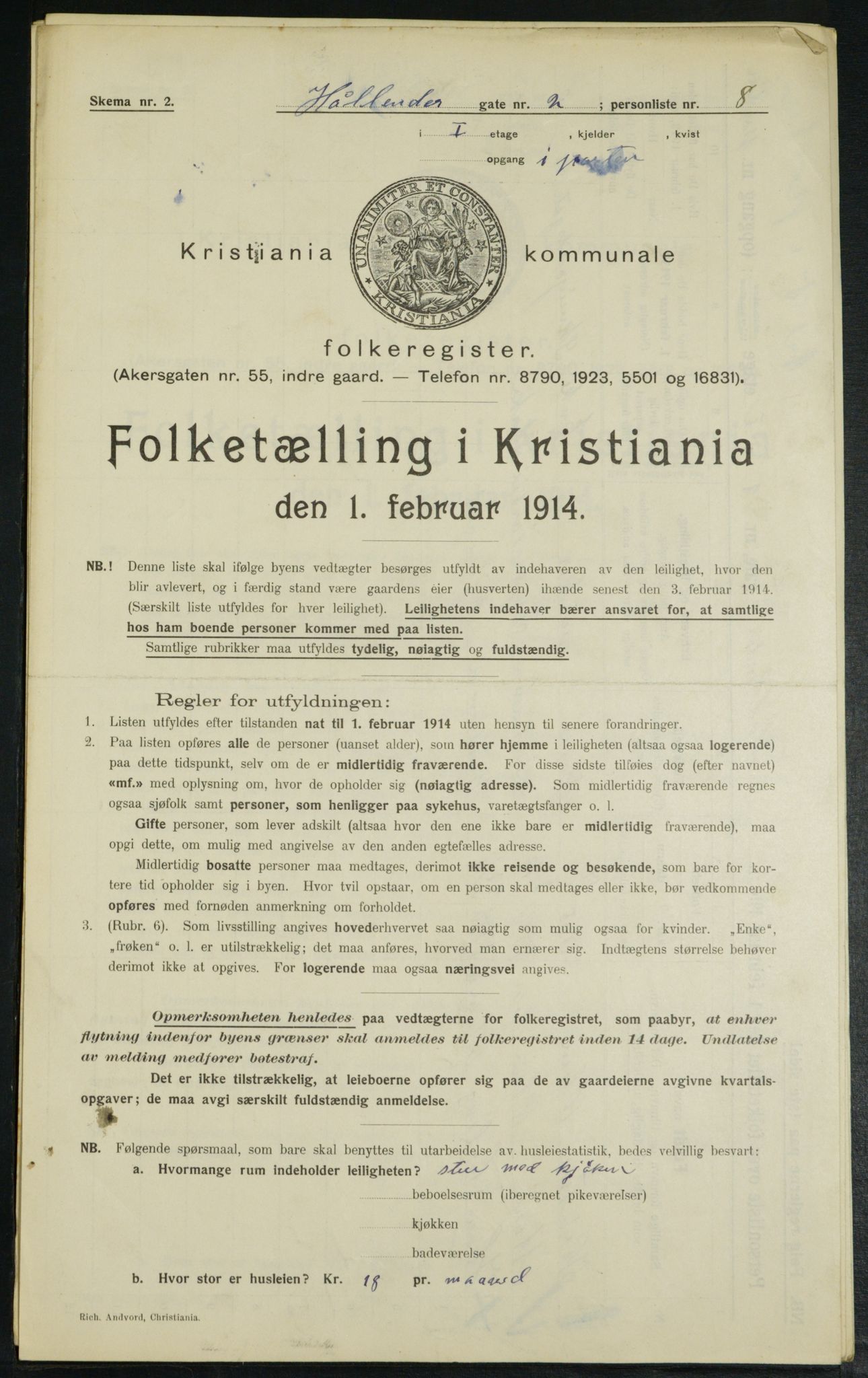 OBA, Municipal Census 1914 for Kristiania, 1914, p. 40691