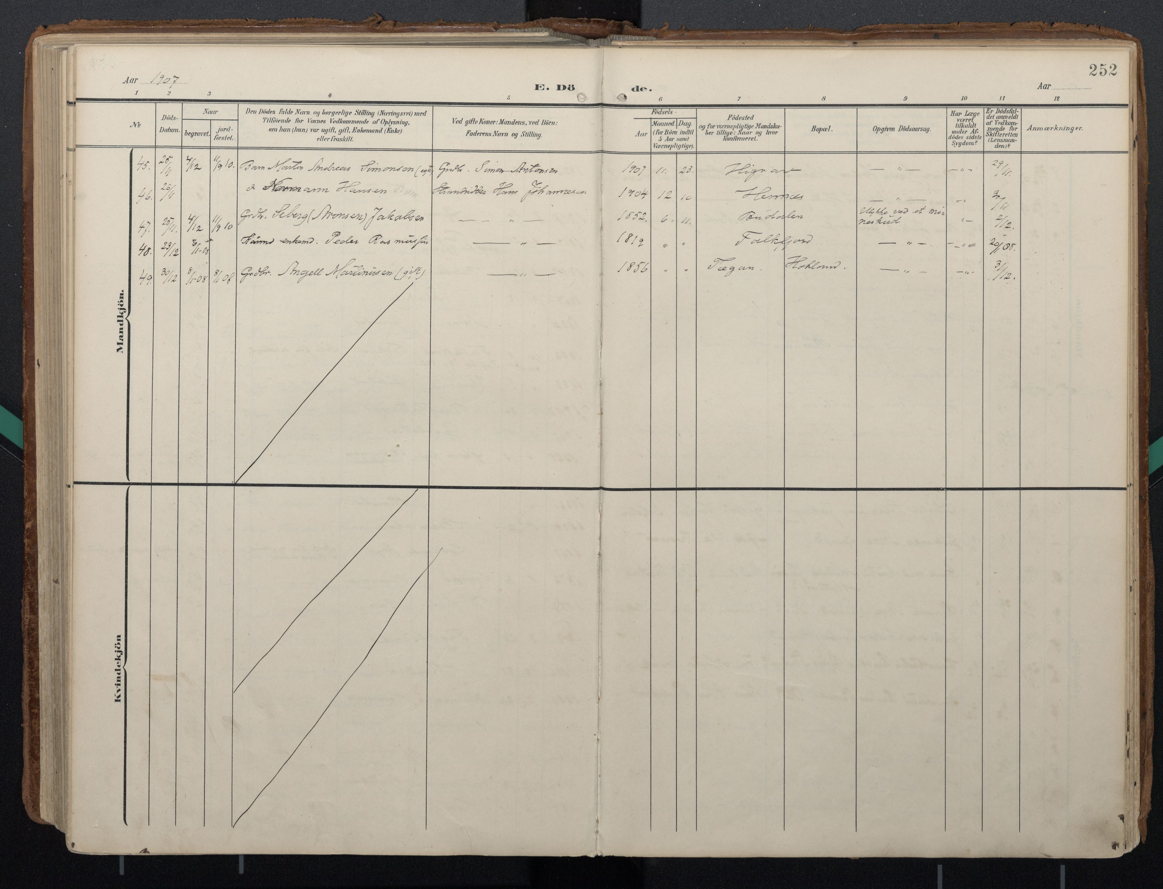 Ministerialprotokoller, klokkerbøker og fødselsregistre - Nordland, AV/SAT-A-1459/888/L1248: Parish register (official) no. 888A14, 1904-1913, p. 252