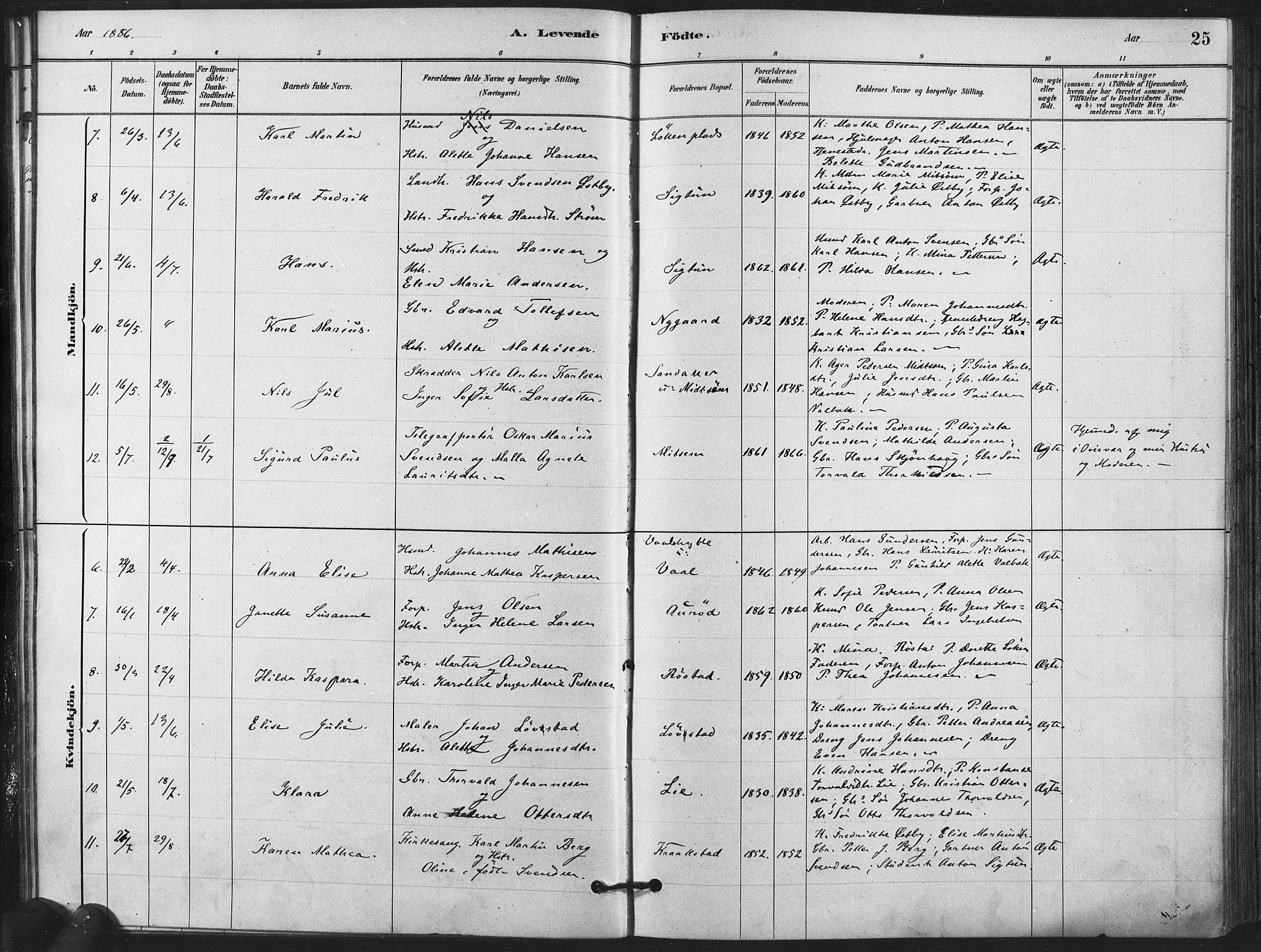 Kråkstad prestekontor Kirkebøker, AV/SAO-A-10125a/F/Fa/L0009: Parish register (official) no. I 9, 1880-1892, p. 25