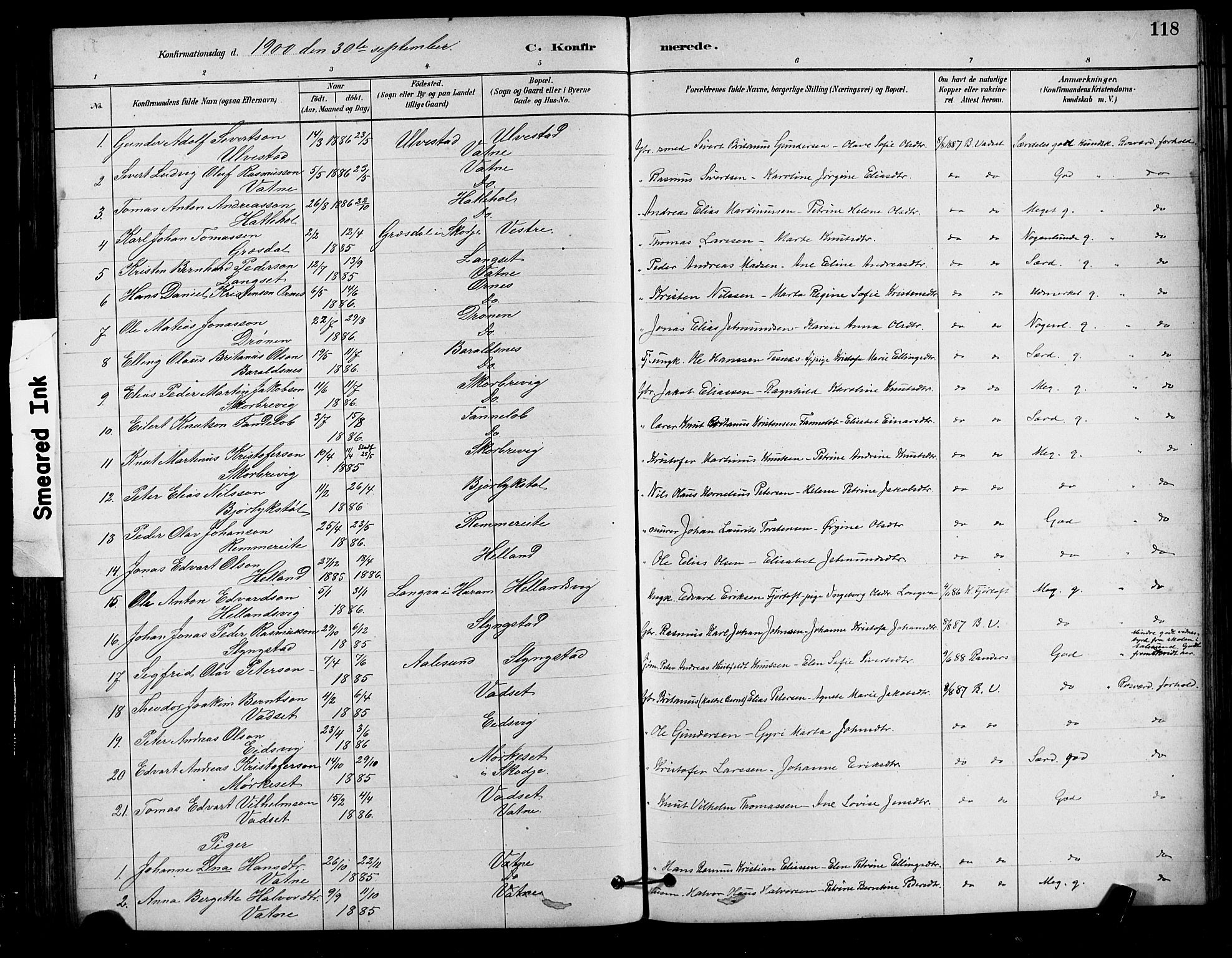 Ministerialprotokoller, klokkerbøker og fødselsregistre - Møre og Romsdal, AV/SAT-A-1454/525/L0376: Parish register (copy) no. 525C02, 1880-1902, p. 118