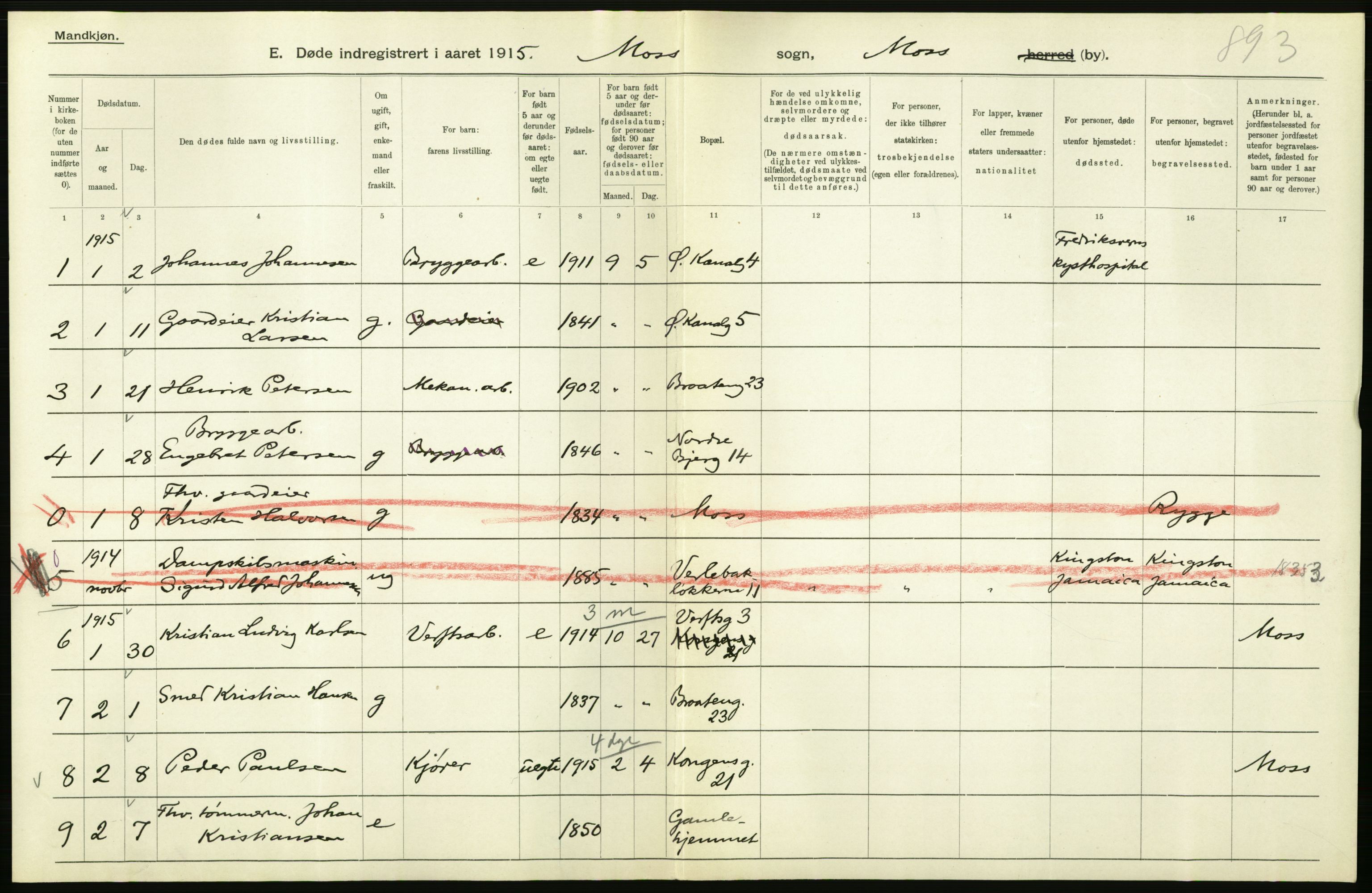 Statistisk sentralbyrå, Sosiodemografiske emner, Befolkning, RA/S-2228/D/Df/Dfb/Dfbe/L0003: Smålenenes amt: Døde, dødfødte. Bygder og byer., 1915, p. 412