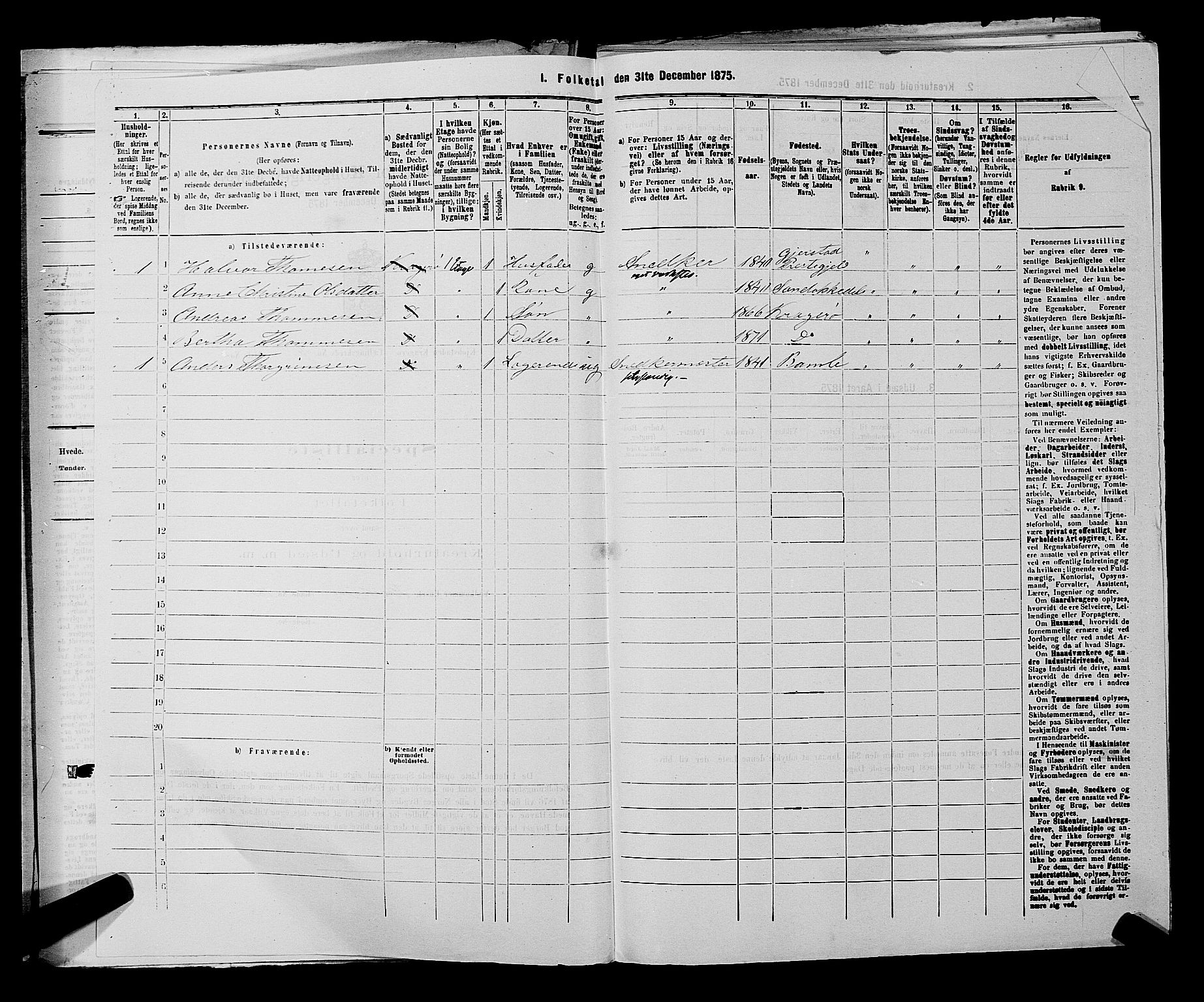 SAKO, 1875 census for 0801P Kragerø, 1875, p. 349