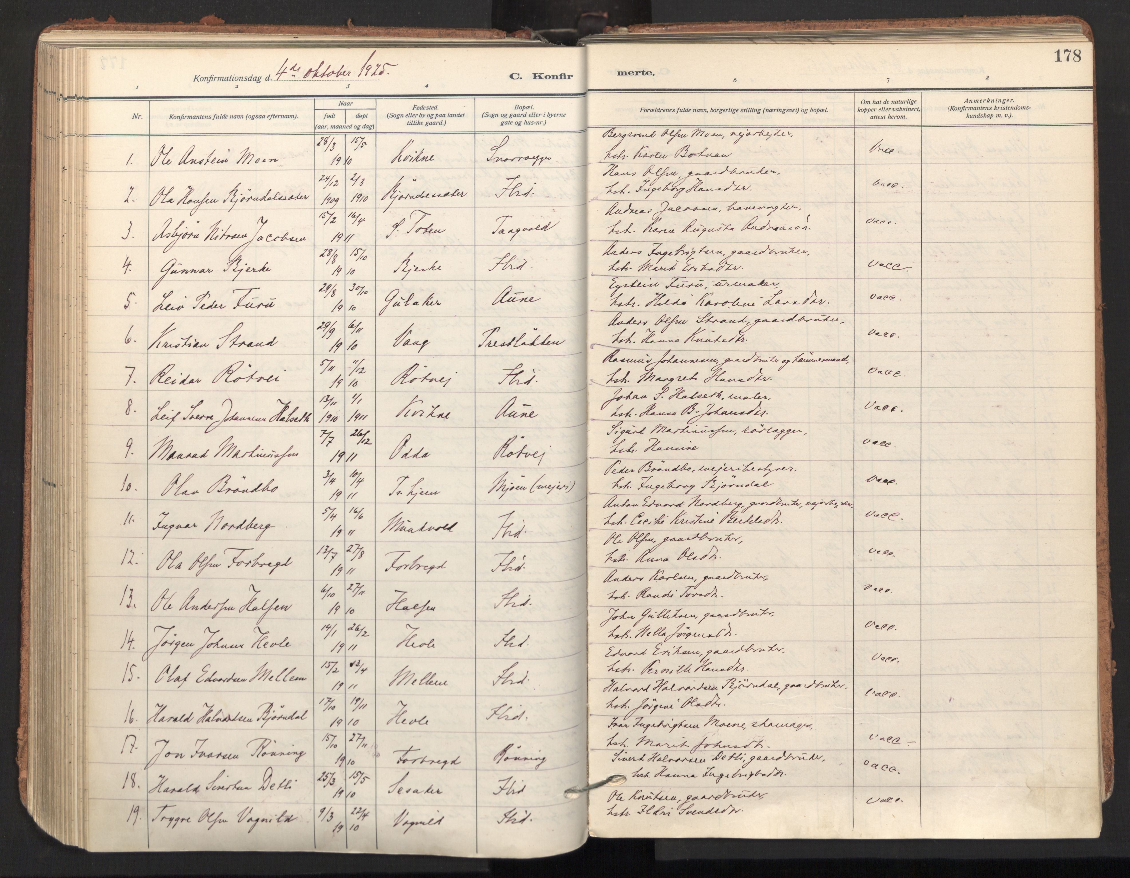 Ministerialprotokoller, klokkerbøker og fødselsregistre - Sør-Trøndelag, SAT/A-1456/678/L0909: Parish register (official) no. 678A17, 1912-1930, p. 178